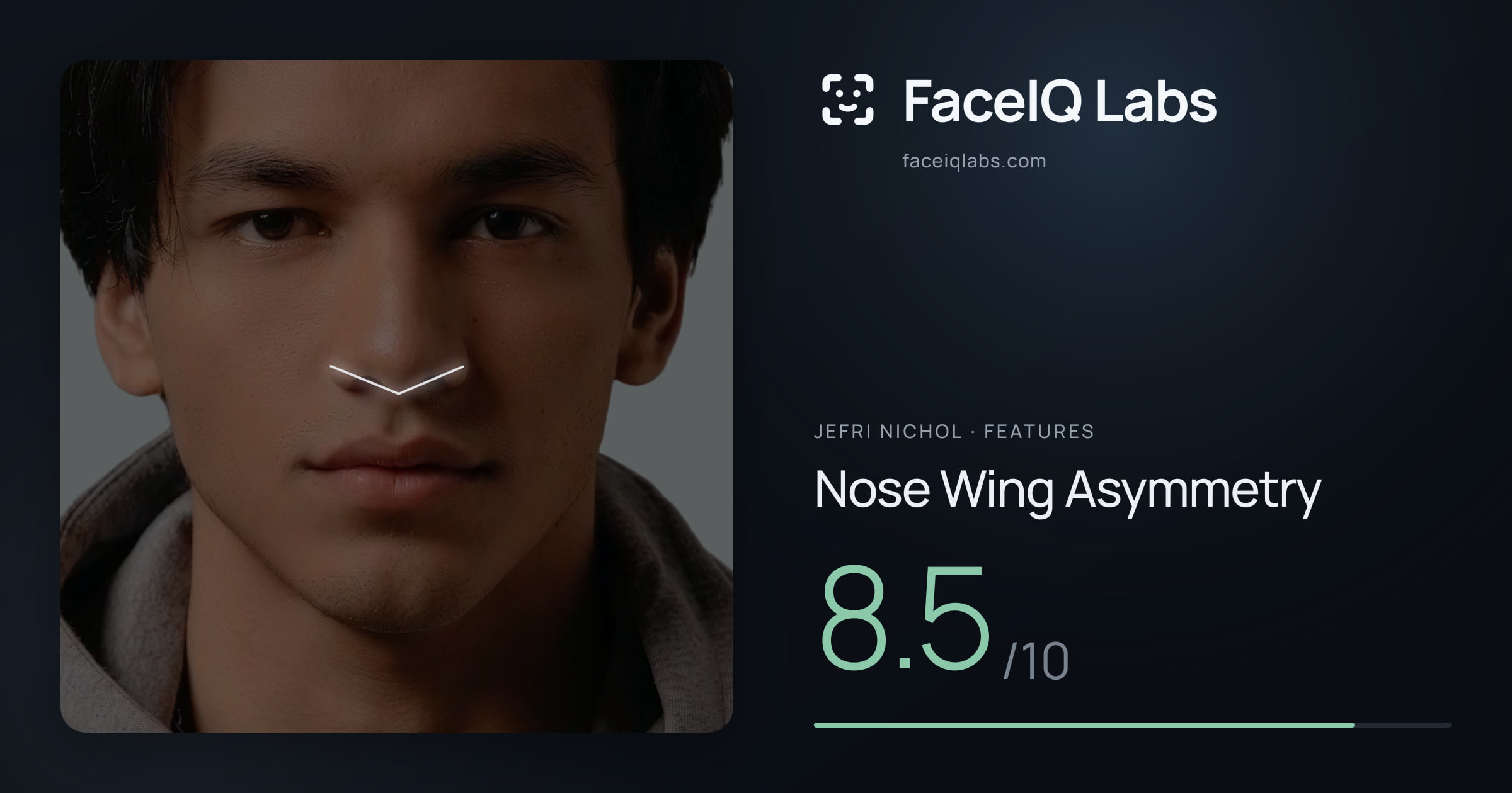 Jefri Nichol Nose Wing Asymmetry: 8.5/10, drawn on the photo