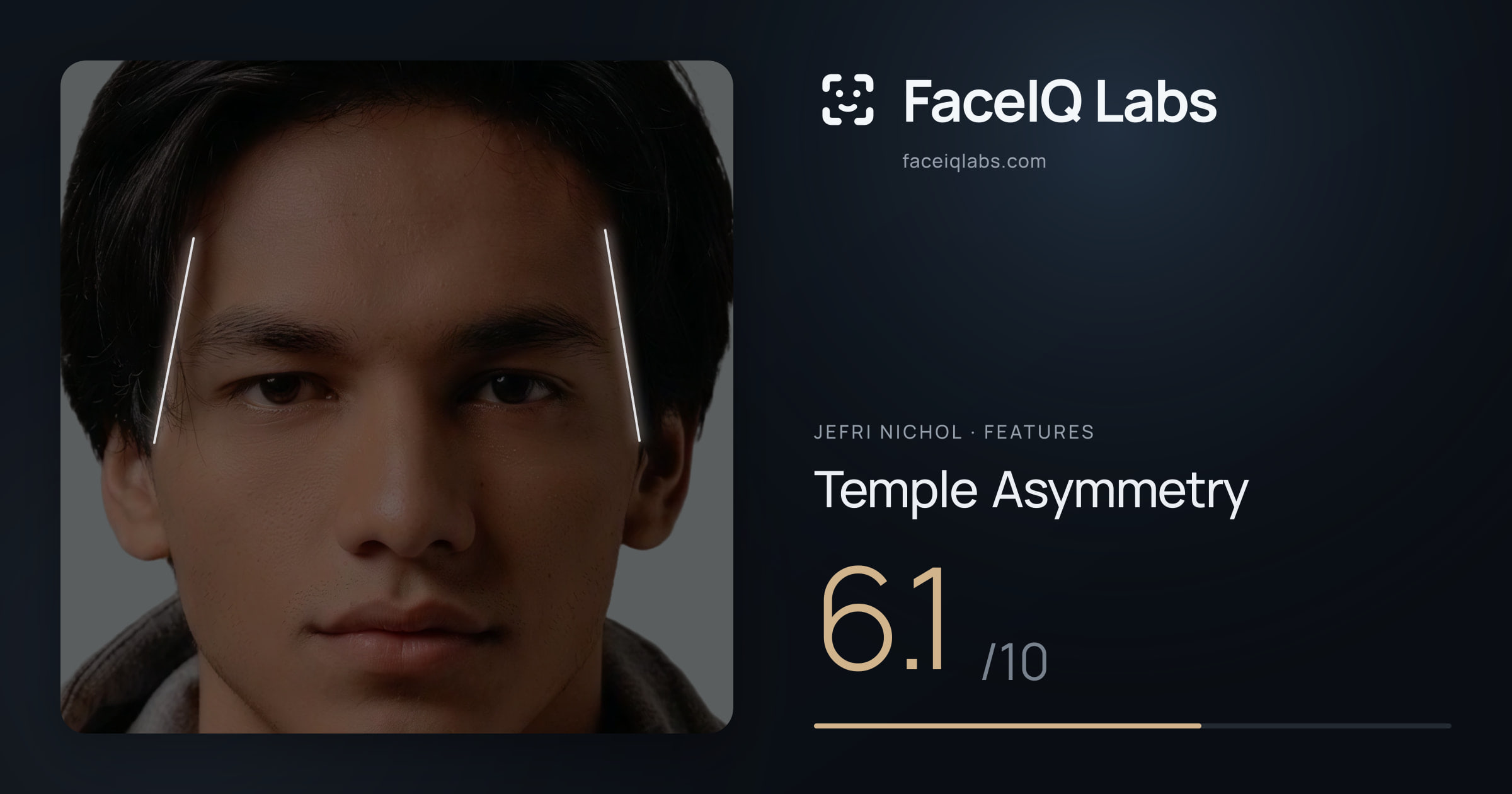 Jefri Nichol Temple Asymmetry: 6.1/10, drawn on the photo