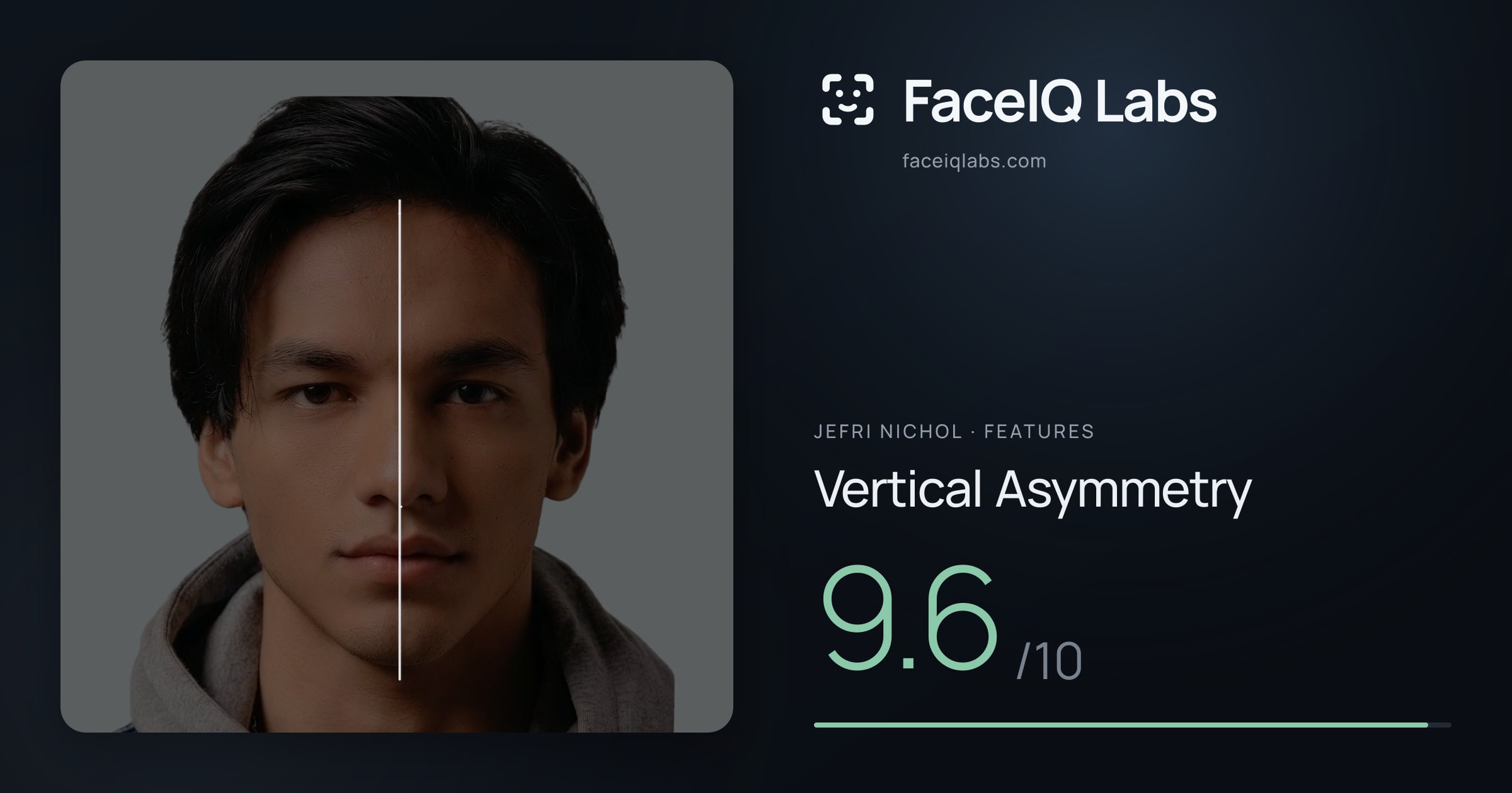 Jefri Nichol Vertical Asymmetry: 9.6/10, drawn on the photo