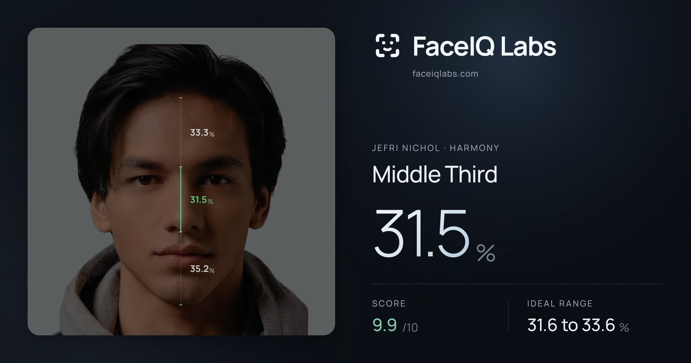 Jefri Nichol Middle Third: 31.5%, drawn on the photo