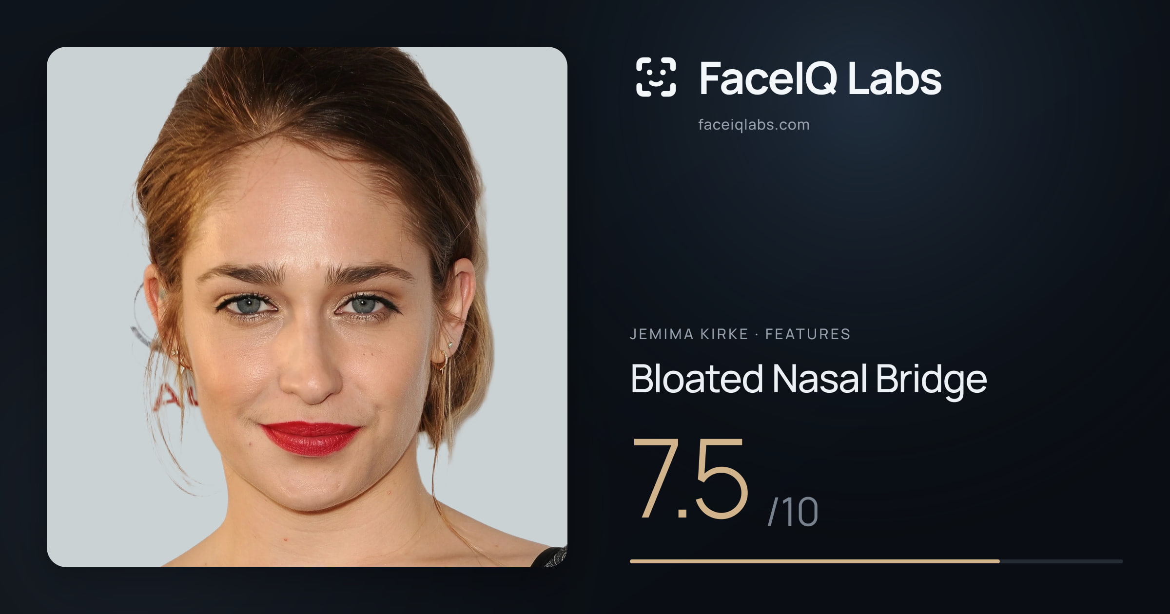 Jemima Kirke Bloated Nasal Bridge: 7.5/10, drawn on the photo