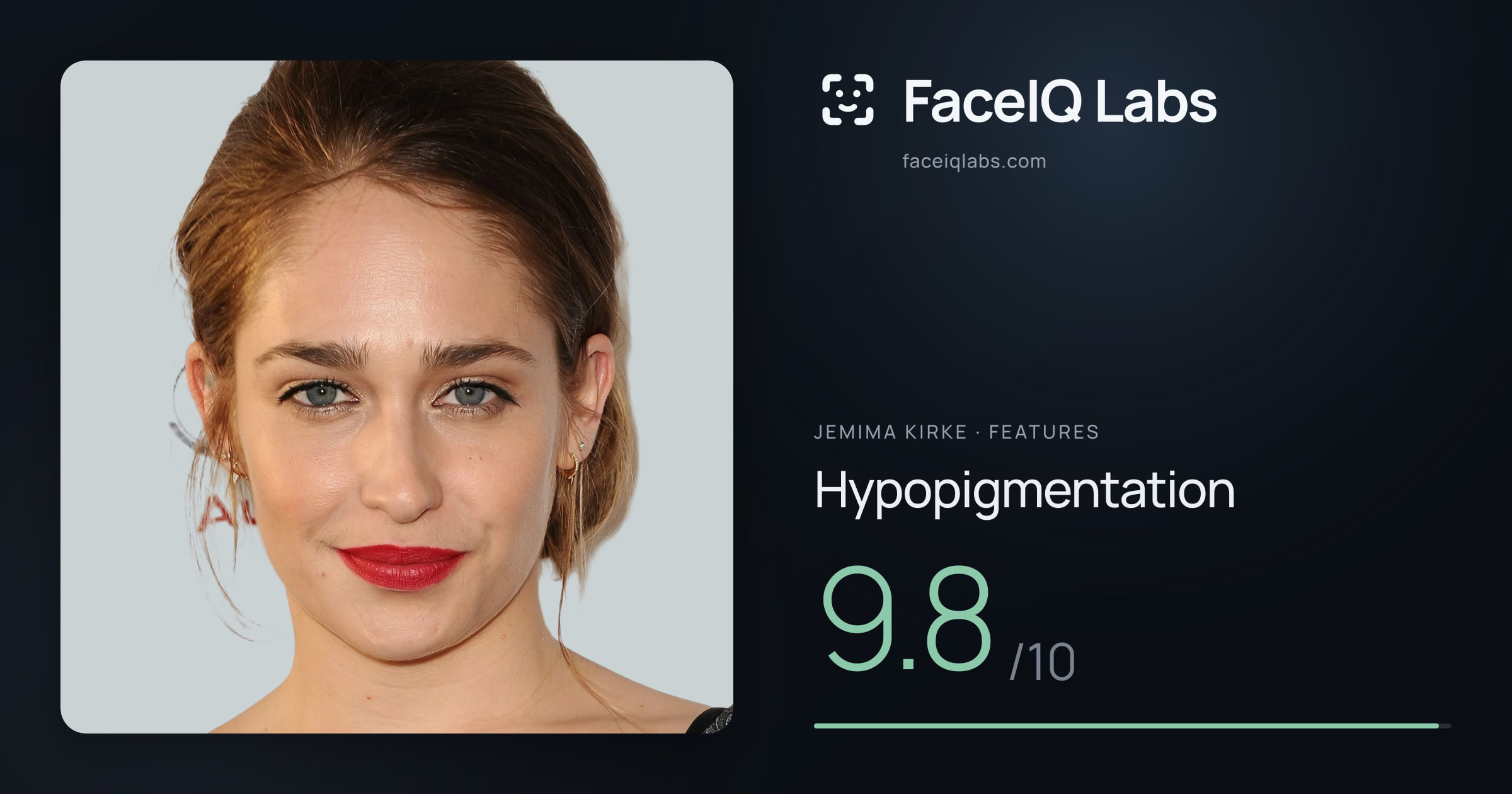 Jemima Kirke Hypopigmentation: 9.8/10, drawn on the photo