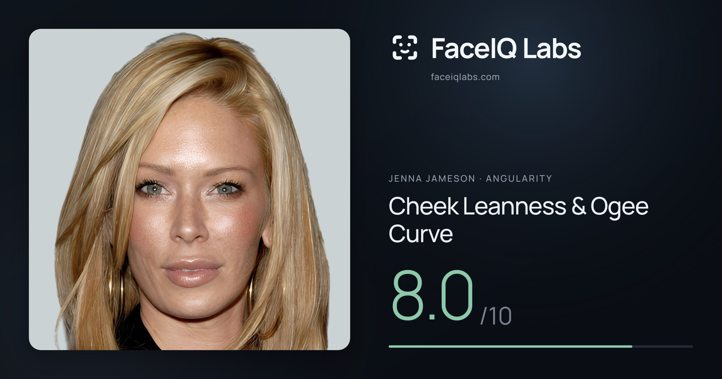 Jenna Jameson Cheek Leanness & Ogee Curve: 8.0/10, drawn on the photo