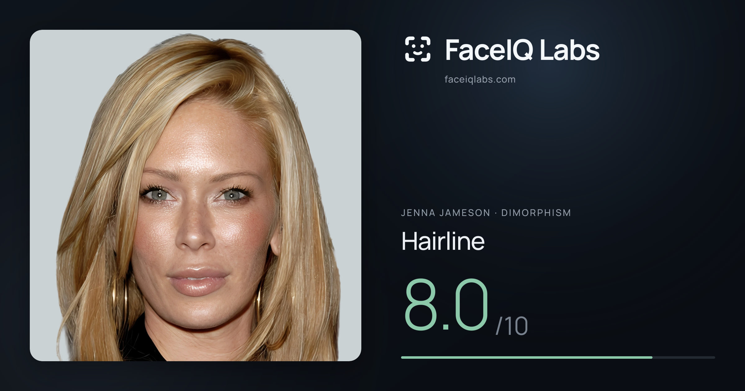 Jenna Jameson Hairline: 8.0/10, drawn on the photo