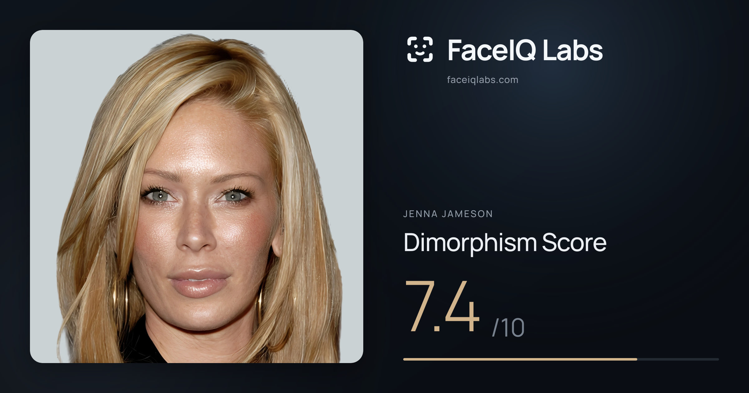 Jenna Jameson Dimorphism: 7.4/10, with each assessment drawn on the photo