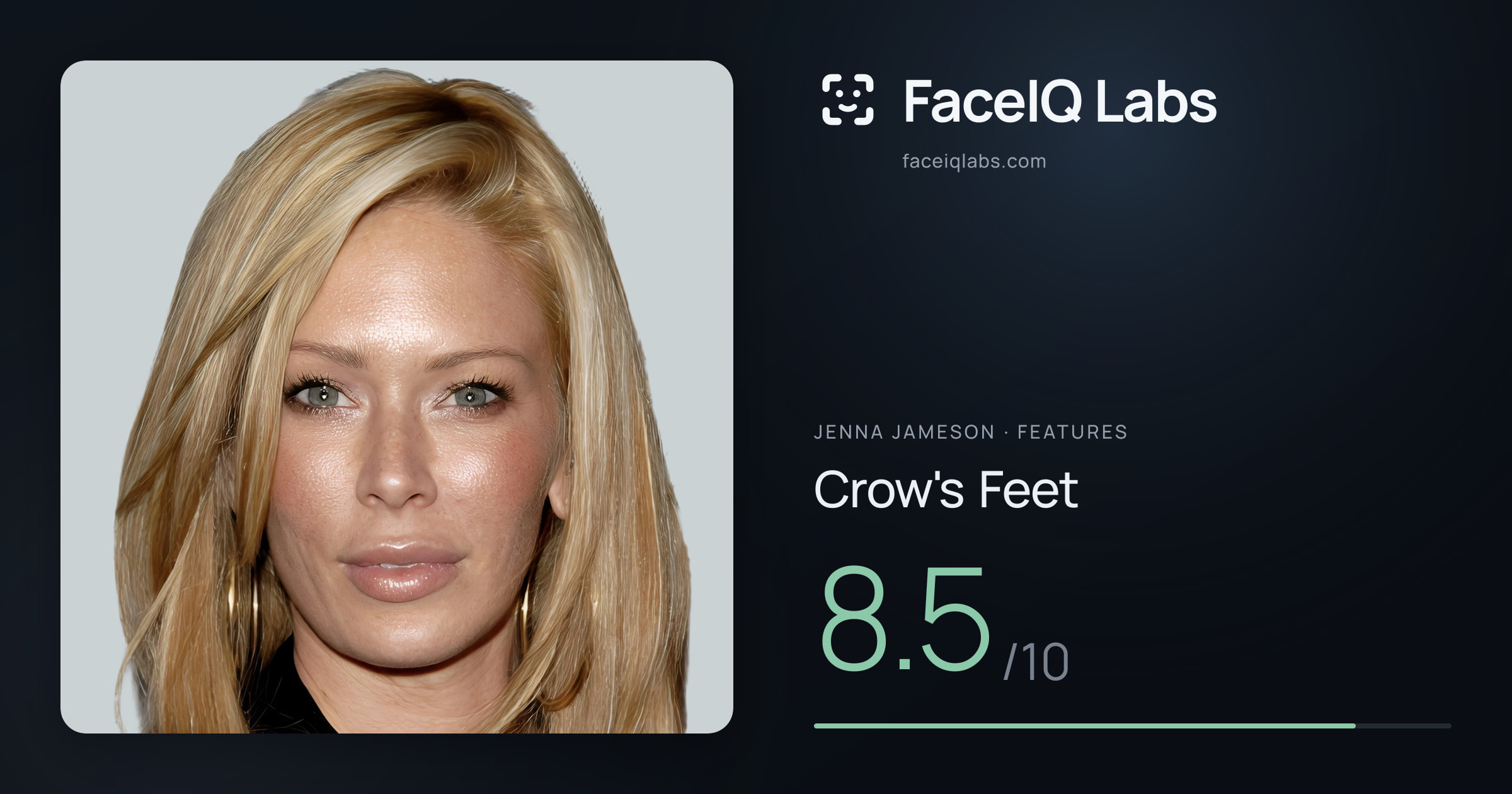 Jenna Jameson Crow's Feet: 8.5/10, drawn on the photo
