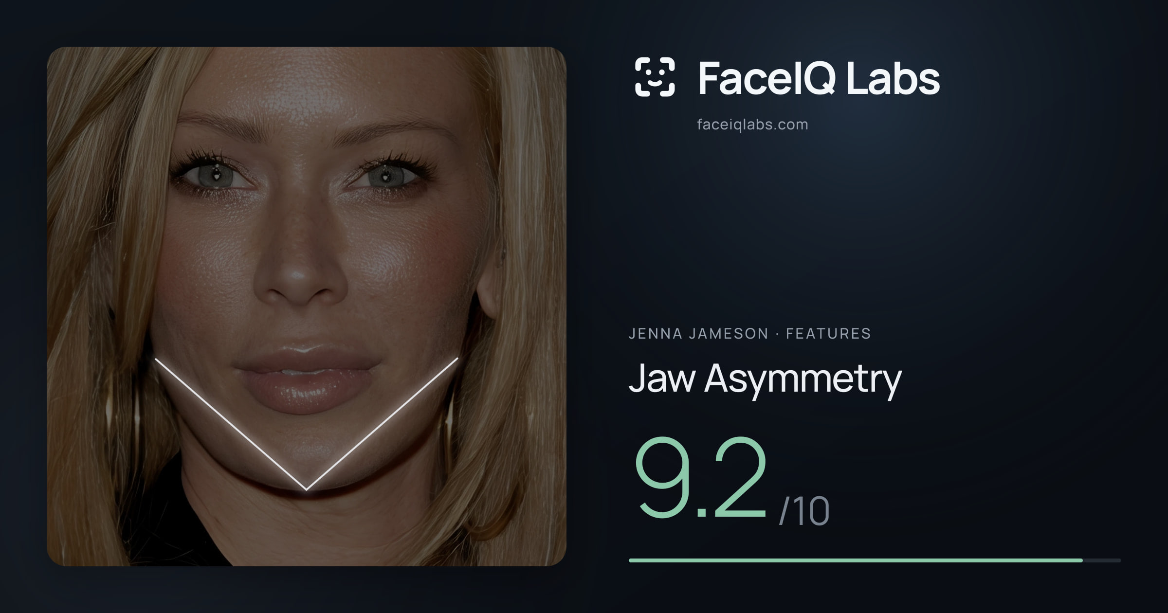 Jenna Jameson Jaw Asymmetry: 9.2/10, drawn on the photo