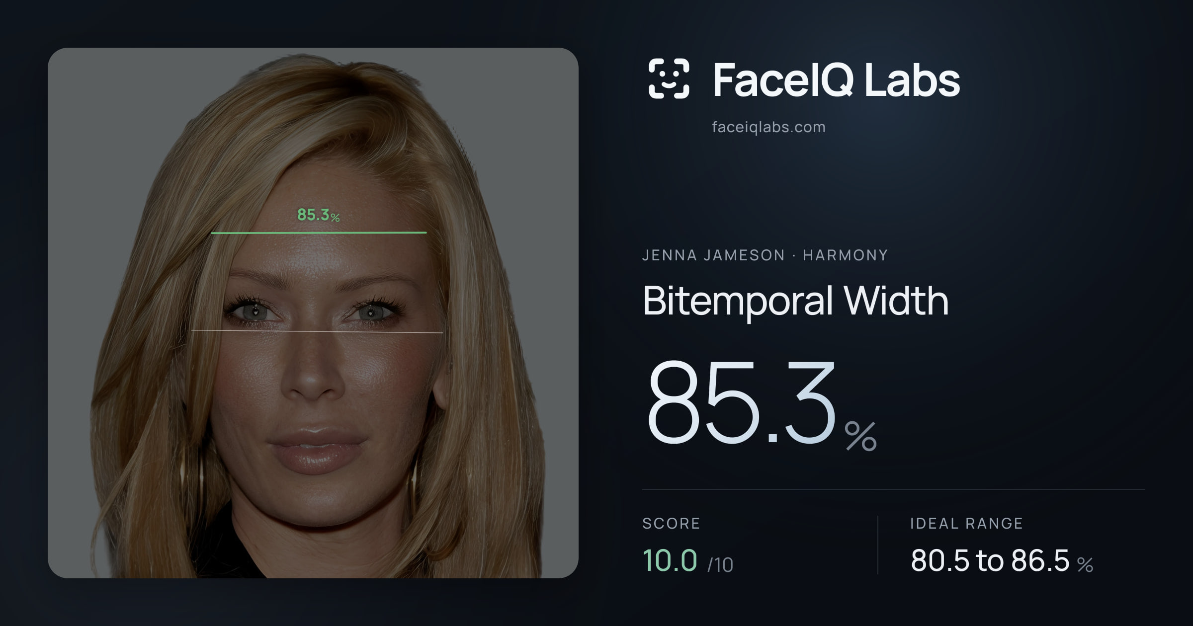 Jenna Jameson Bitemporal Width: 85.3%, drawn on the photo