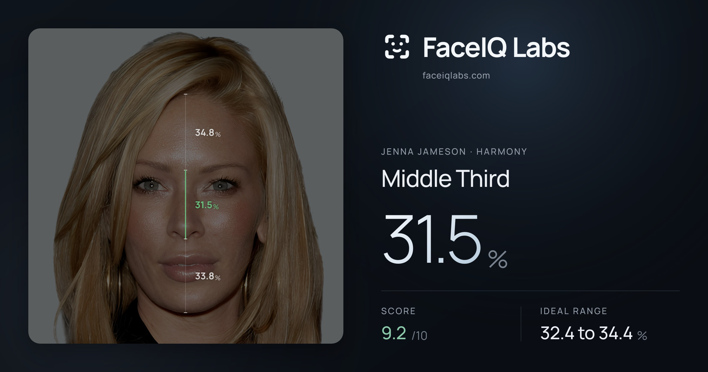 Jenna Jameson Middle Third: 31.5%, drawn on the photo