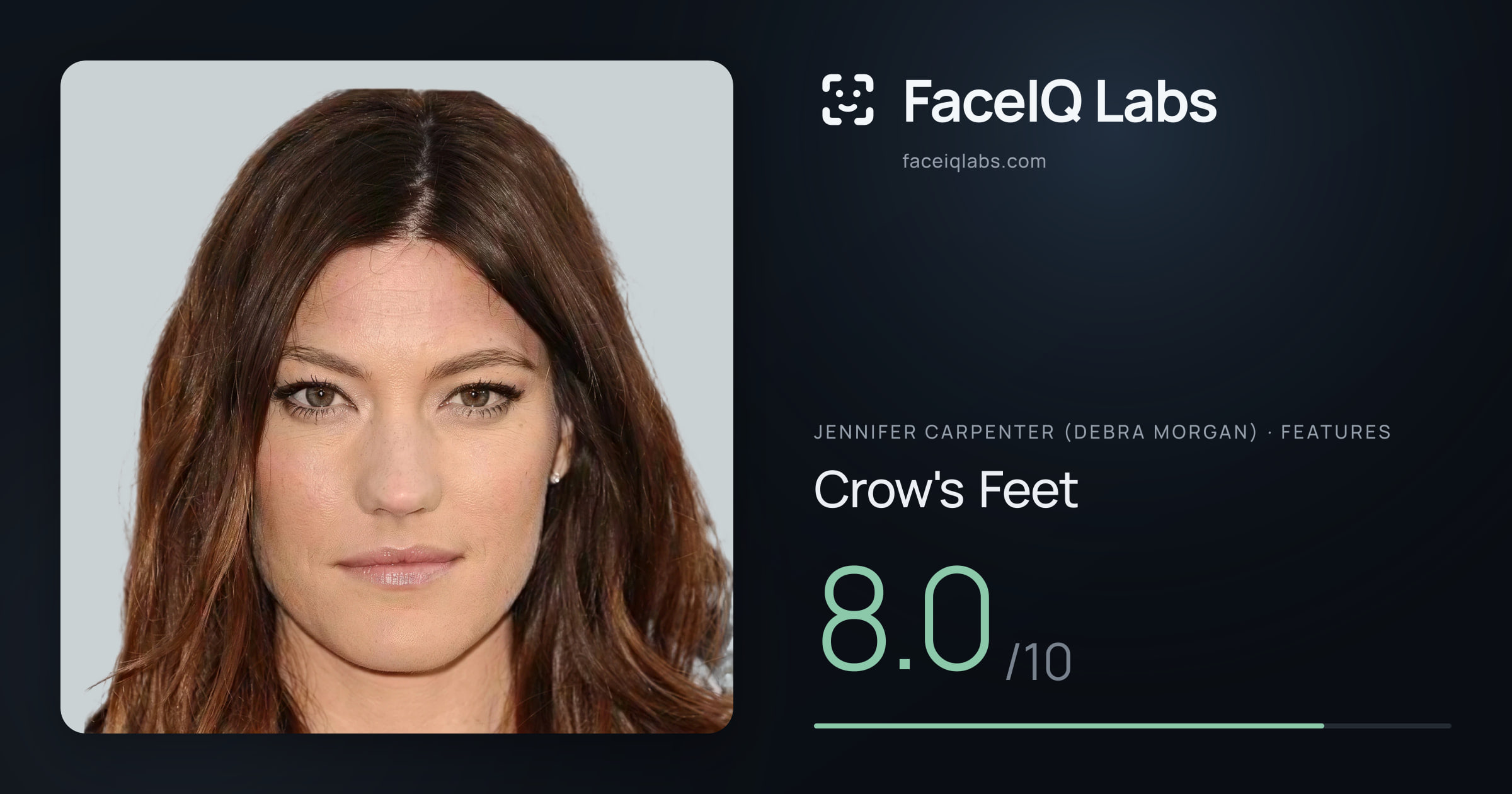 Jennifer Carpenter (Debra Morgan) Crow's Feet: 8.0/10, drawn on the photo