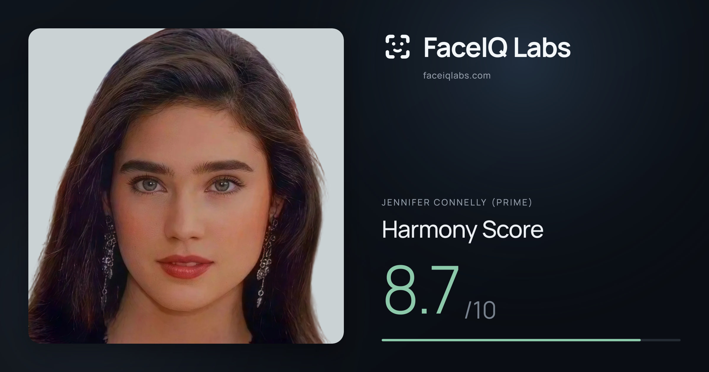Jennifer Connelly (Prime) Harmony: 8.7/10, with each ratio's score