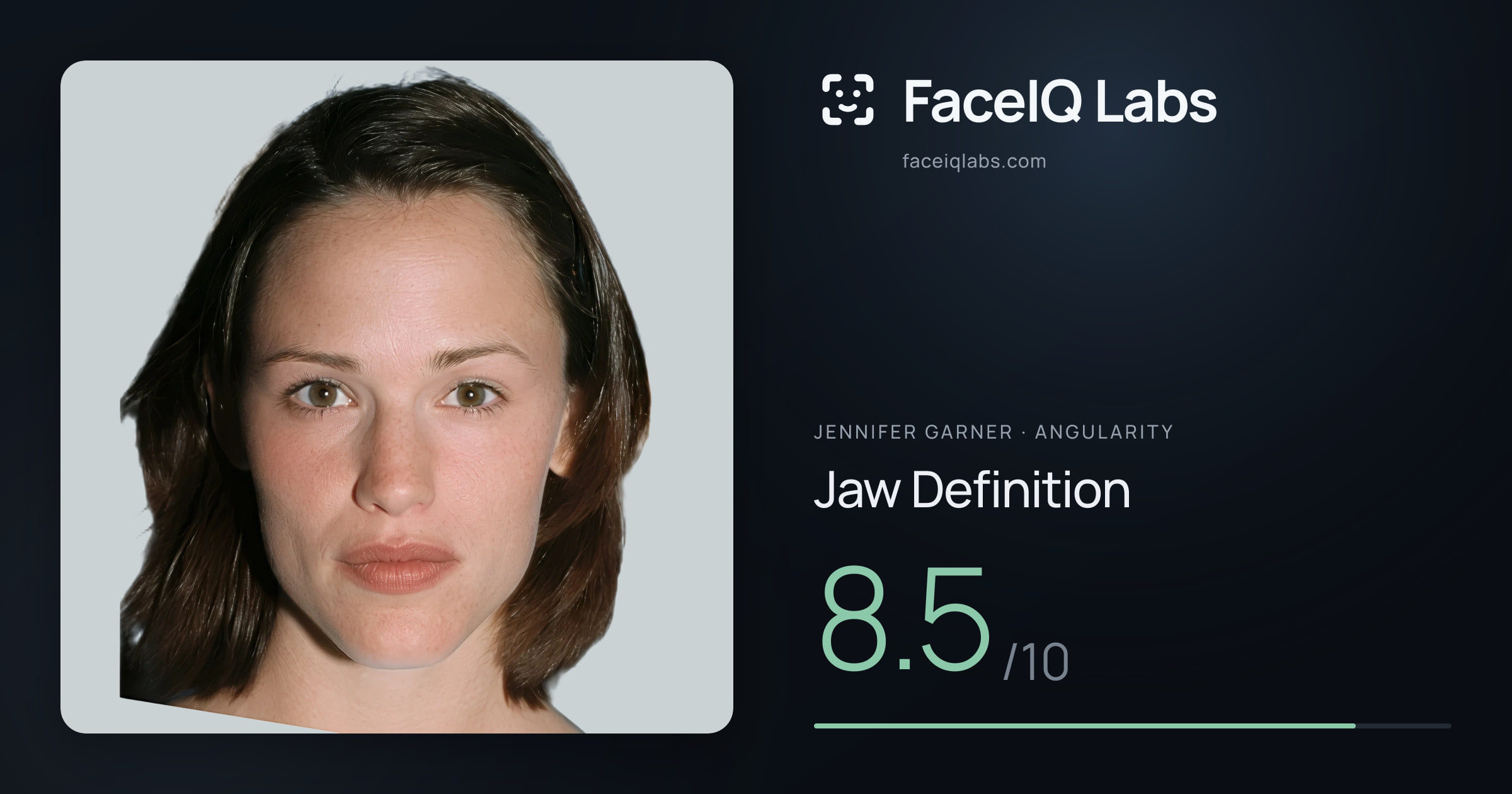 Jennifer Garner Jaw Definition: 8.5/10, drawn on the photo