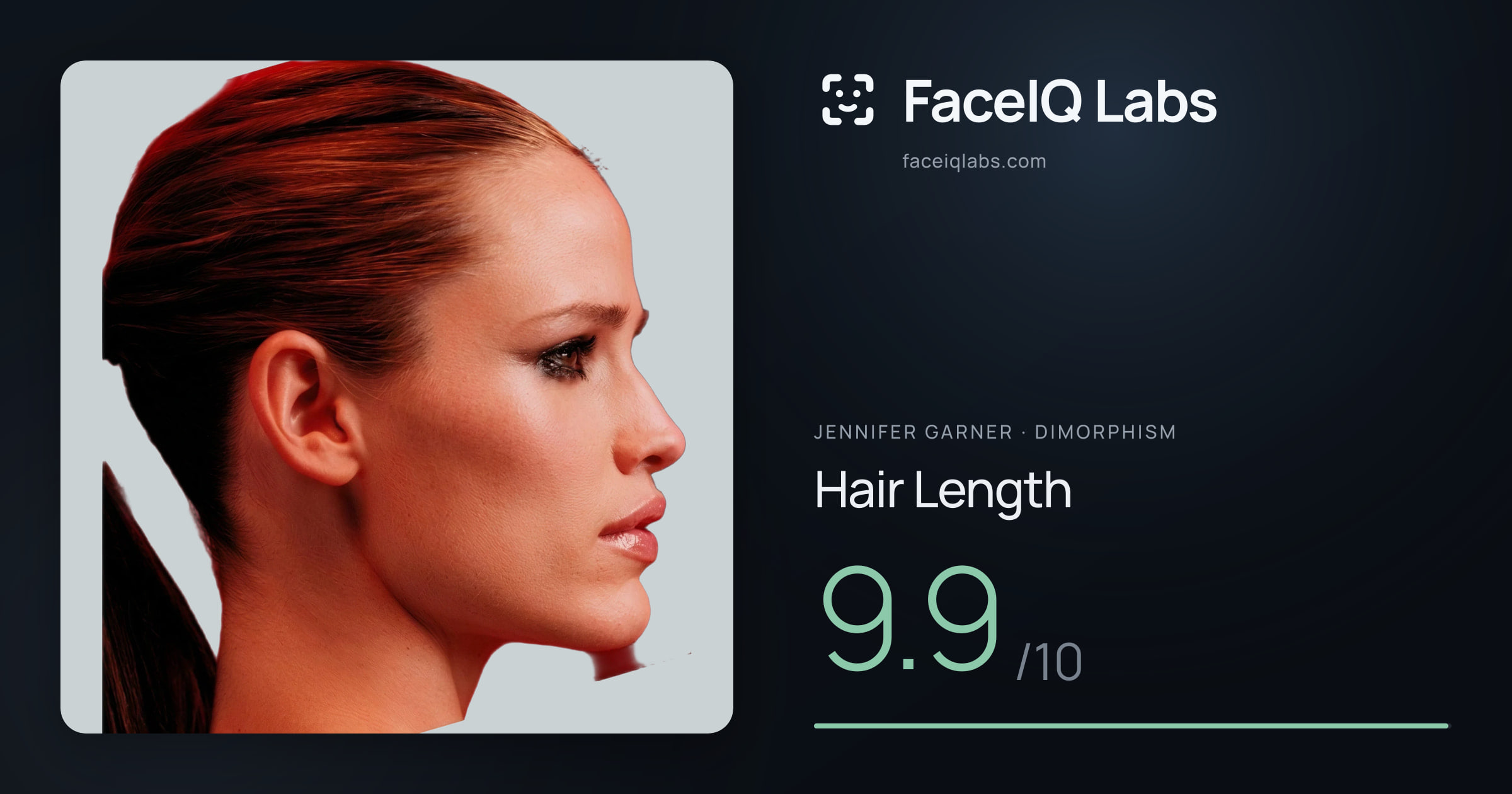 Jennifer Garner Hair Length: 9.9/10, drawn on the photo