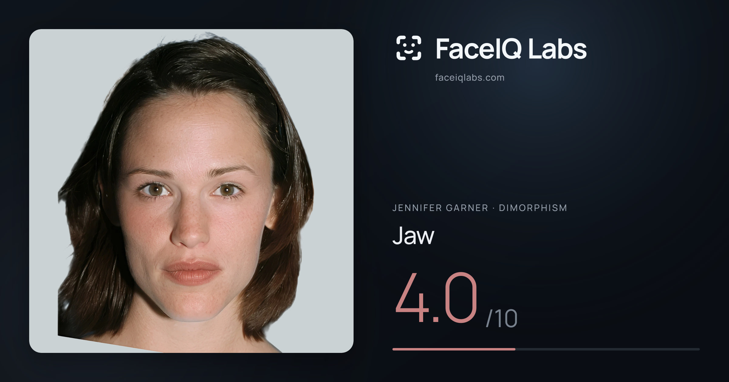 Jennifer Garner Jaw: 4.0/10, drawn on the photo