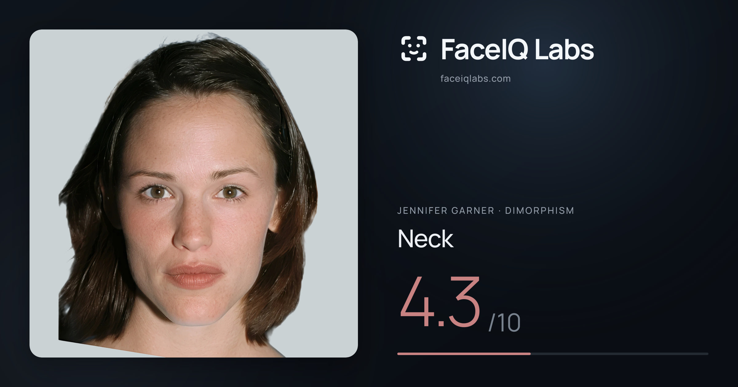 Jennifer Garner Neck: 4.3/10, drawn on the photo