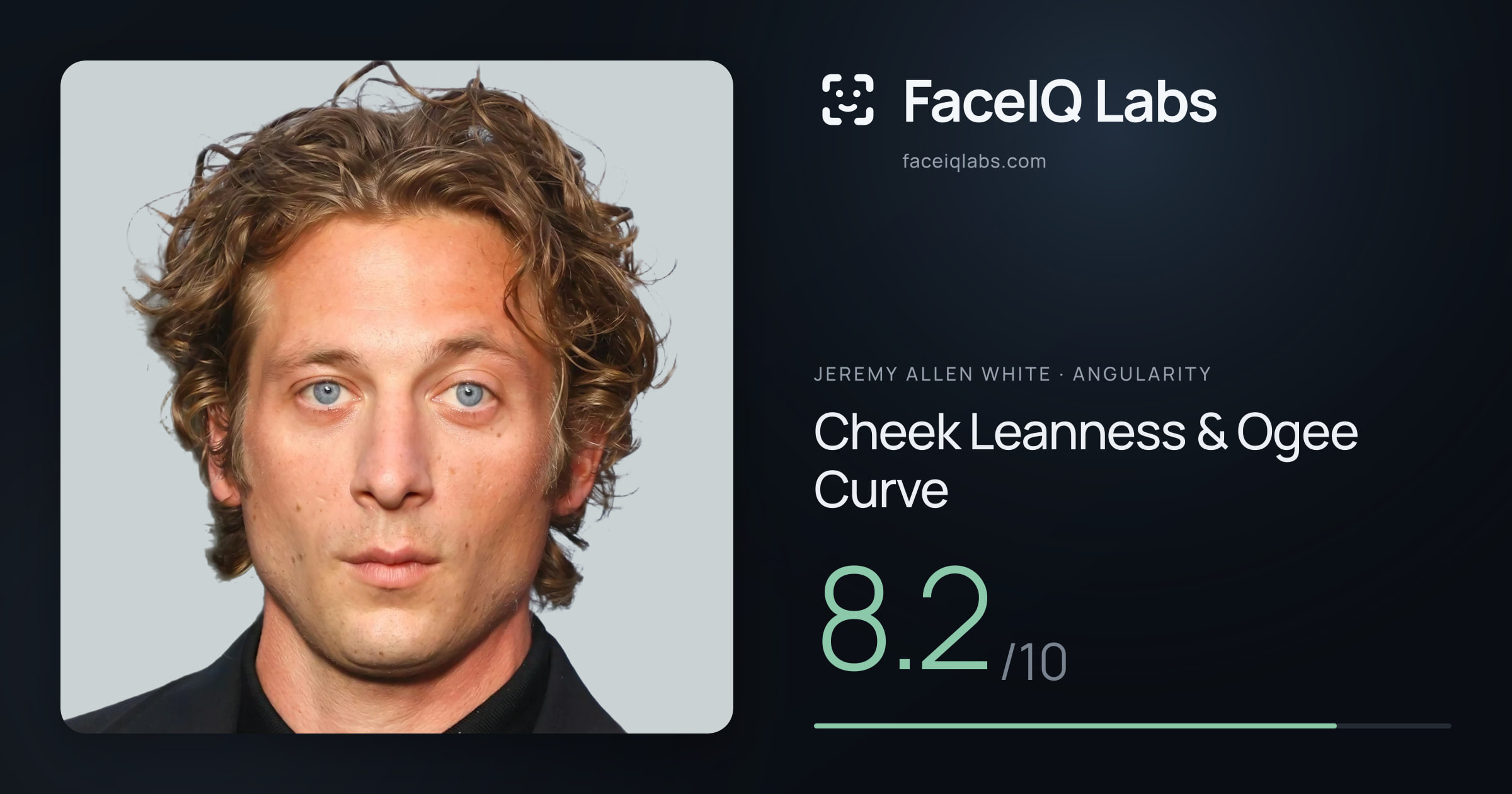 Jeremy Allen White Cheek Leanness & Ogee Curve: 8.2/10, drawn on the photo