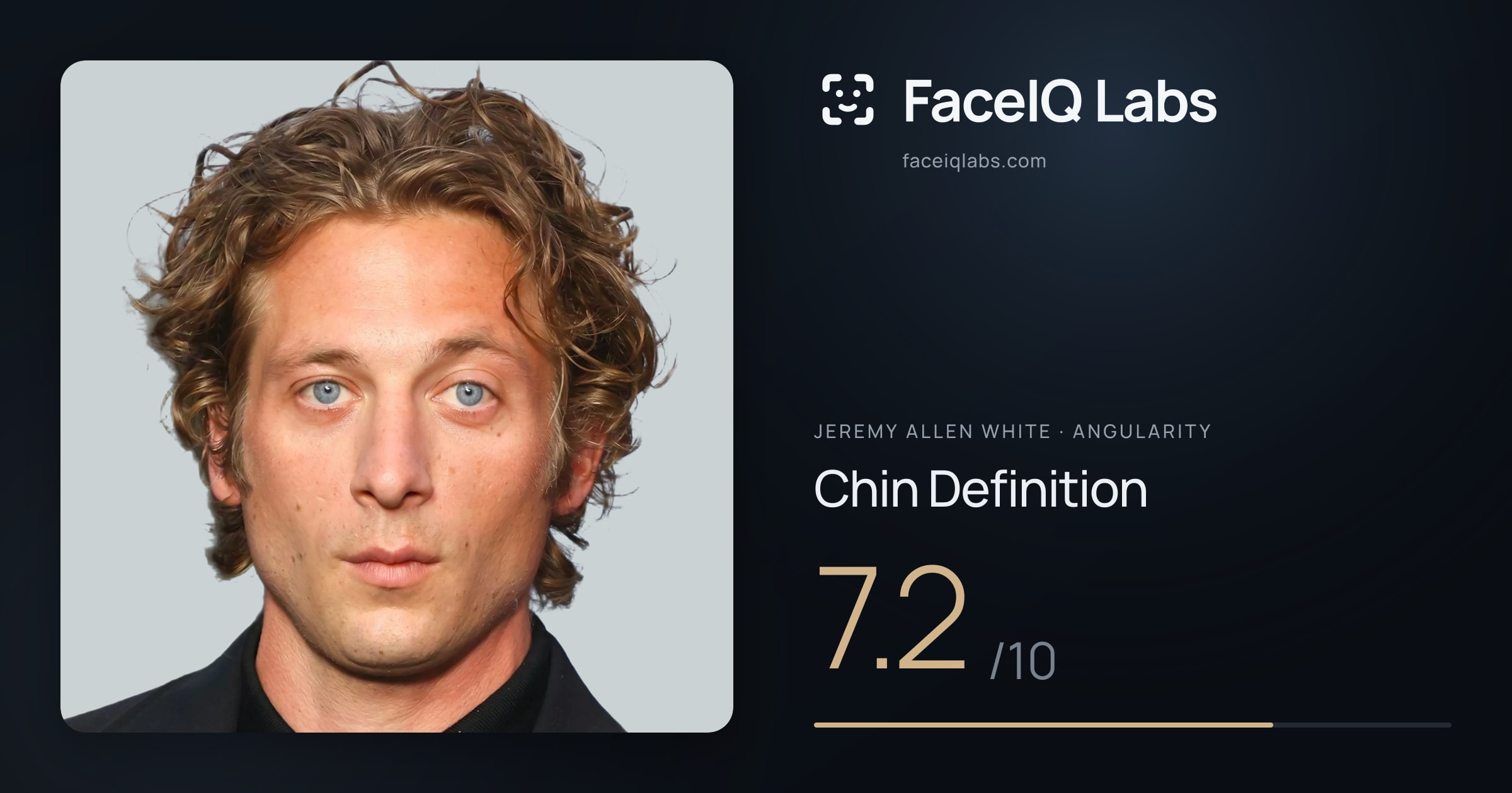 Jeremy Allen White Chin Definition: 7.2/10, drawn on the photo