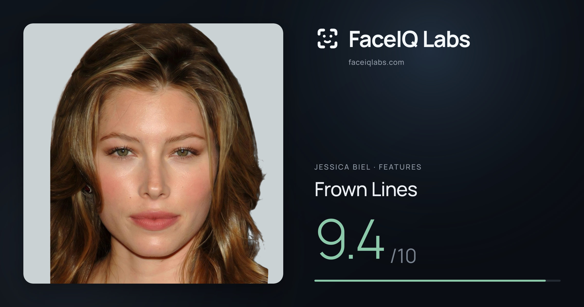 Jessica Biel Frown Lines: 9.4/10, drawn on the photo
