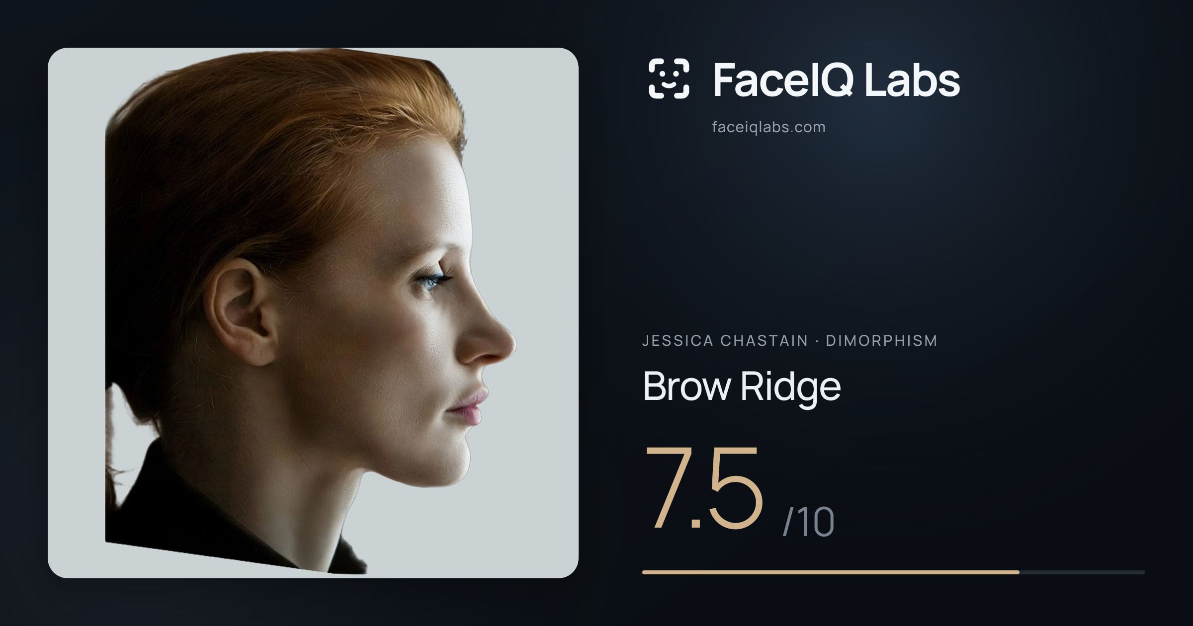 Jessica Chastain Brow Ridge: 7.5/10, drawn on the photo