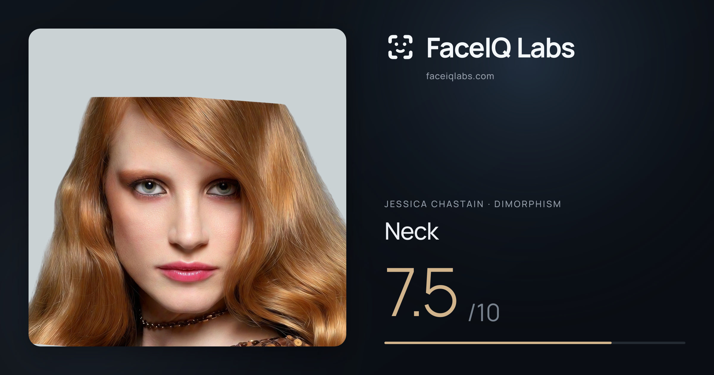 Jessica Chastain Neck: 7.5/10, drawn on the photo