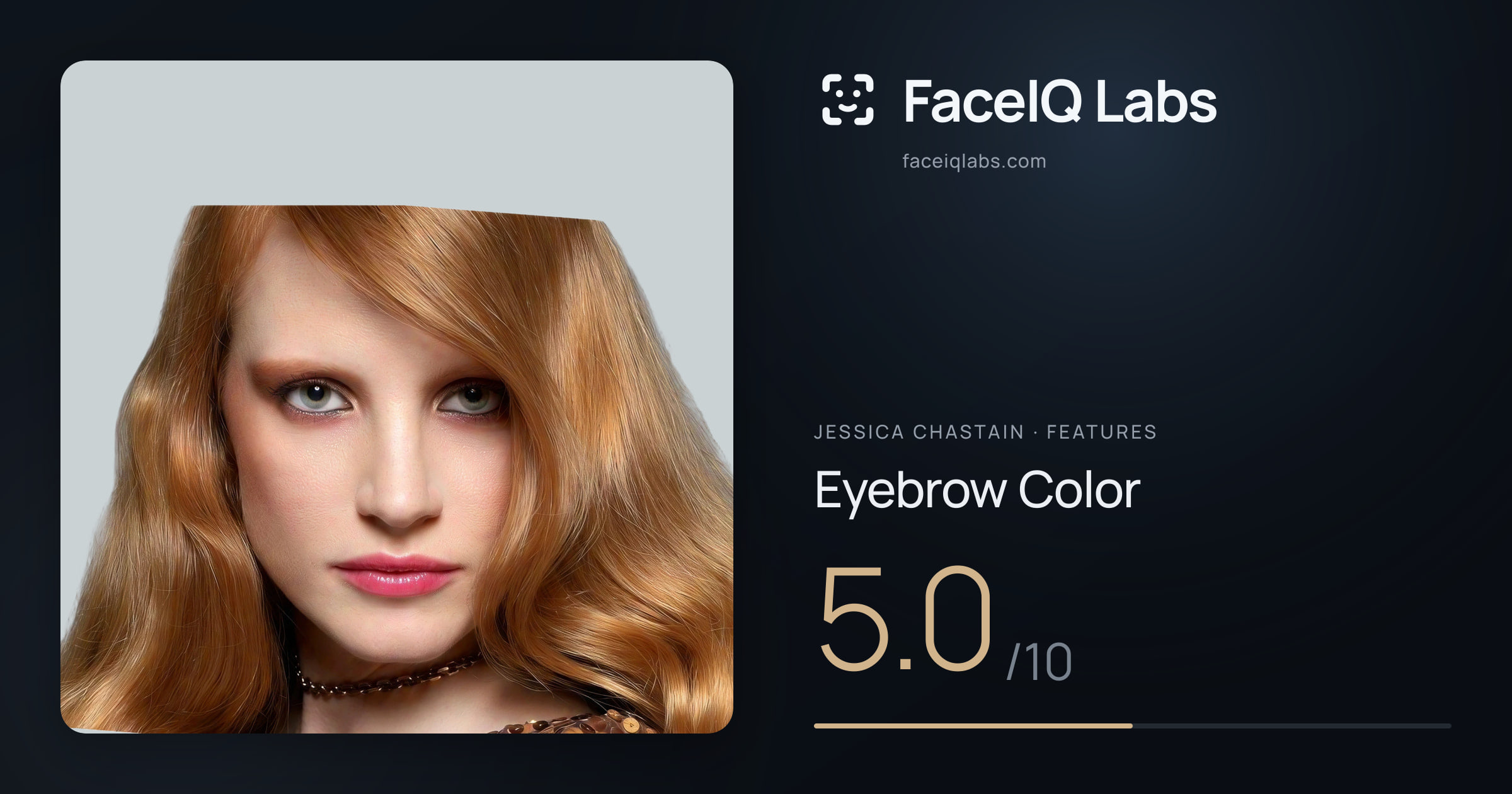 Jessica Chastain Eyebrow Color: 5.0/10, drawn on the photo