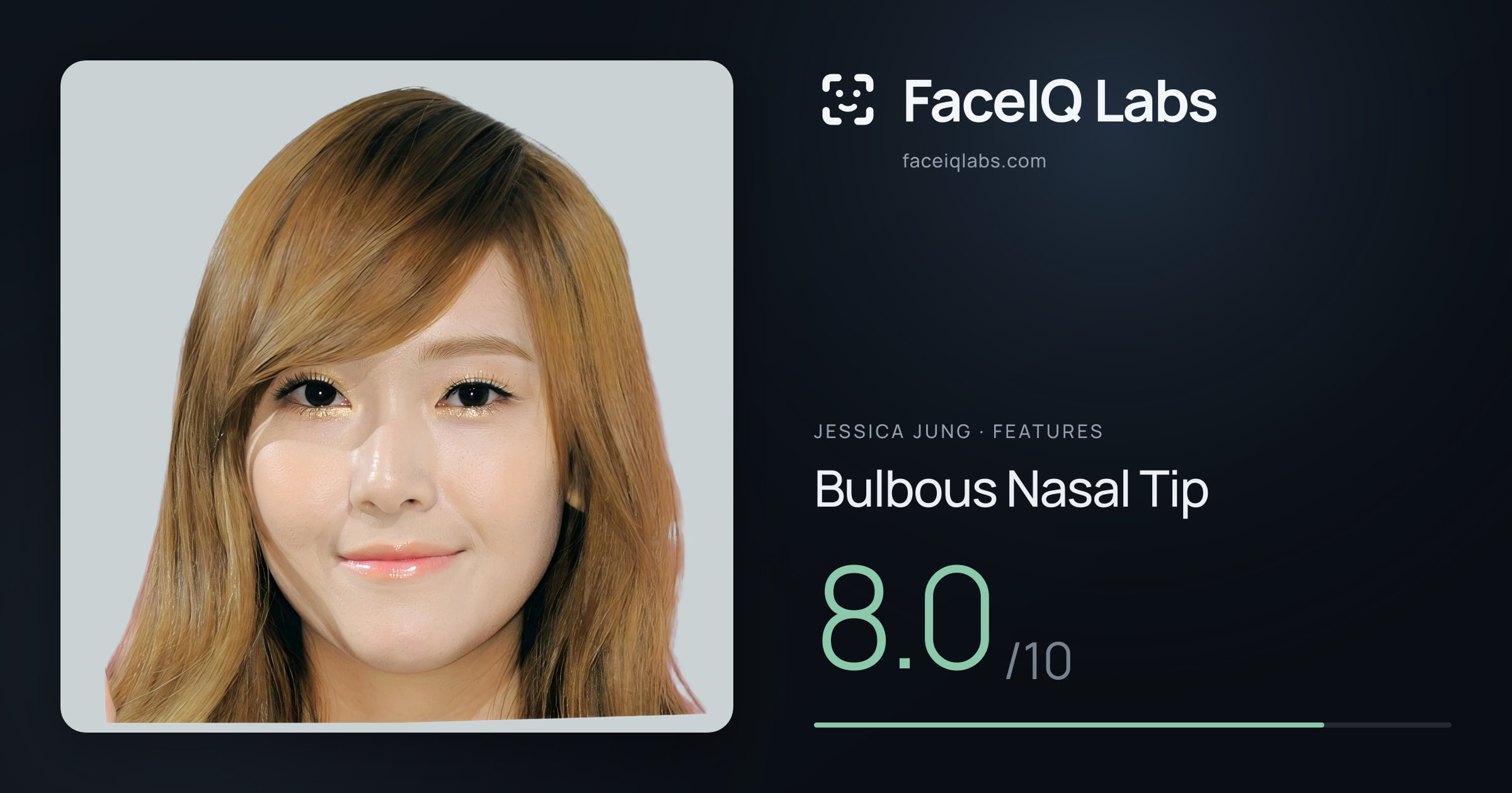 Jessica Jung Bulbous Nasal Tip: 8.0/10, drawn on the photo