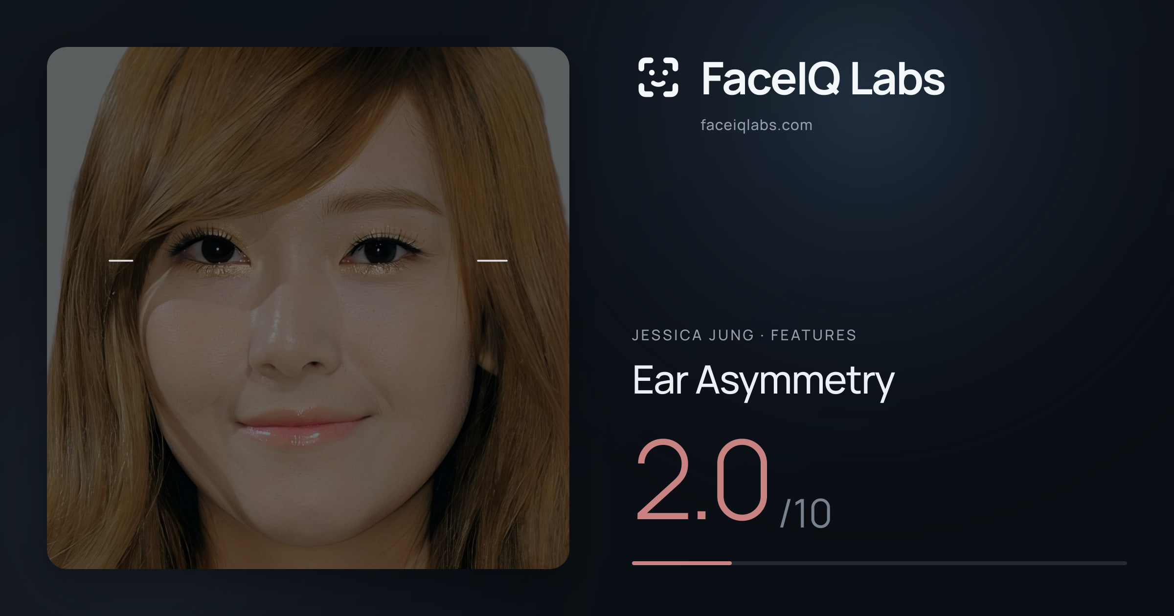 Jessica Jung Ear Asymmetry: 2.0/10, drawn on the photo