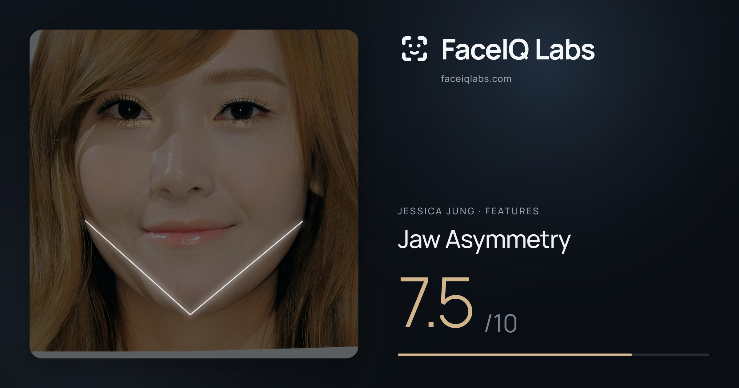 Jessica Jung Jaw Asymmetry: 7.5/10, drawn on the photo