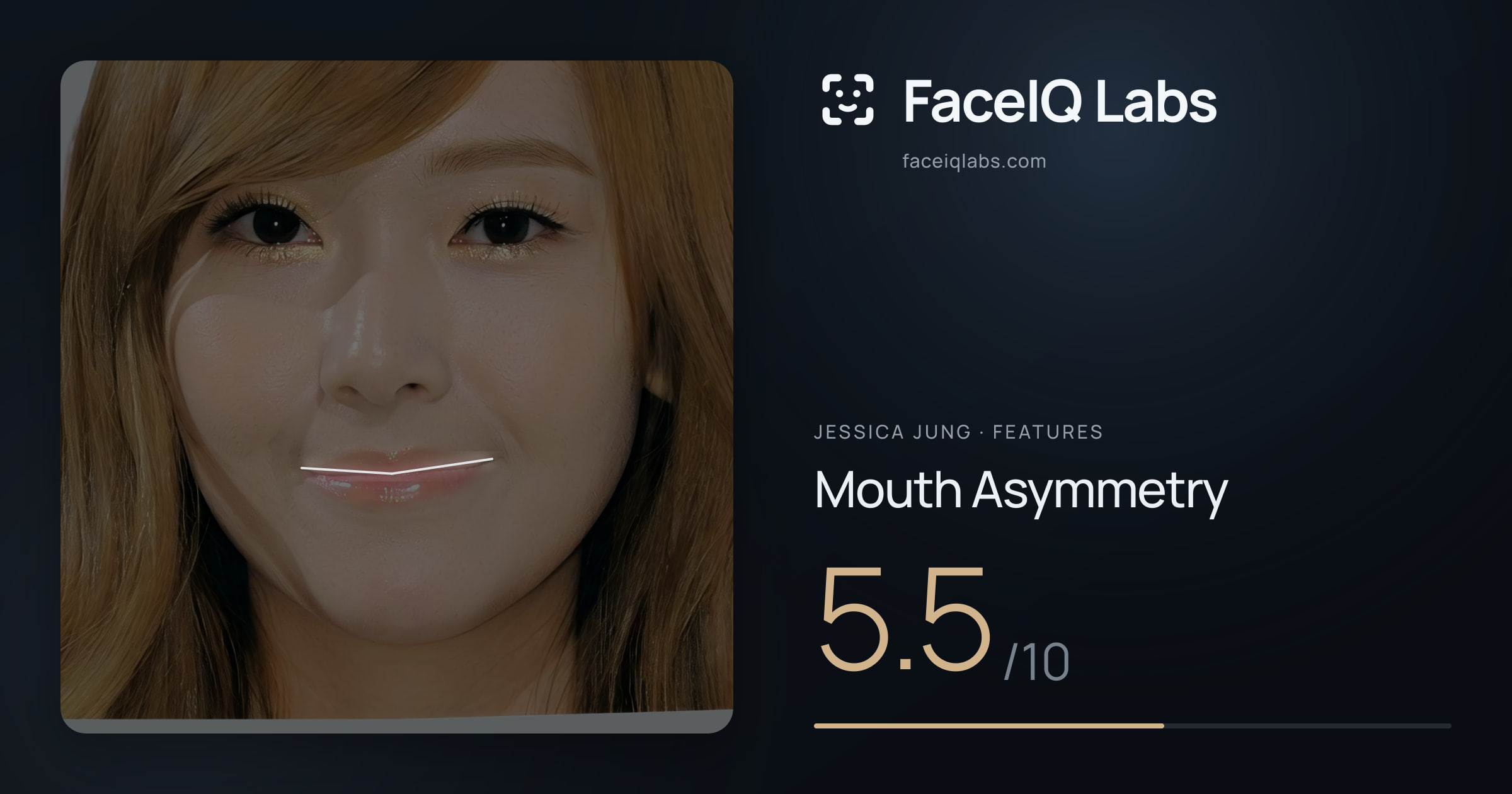 Jessica Jung Mouth Asymmetry: 5.5/10, drawn on the photo
