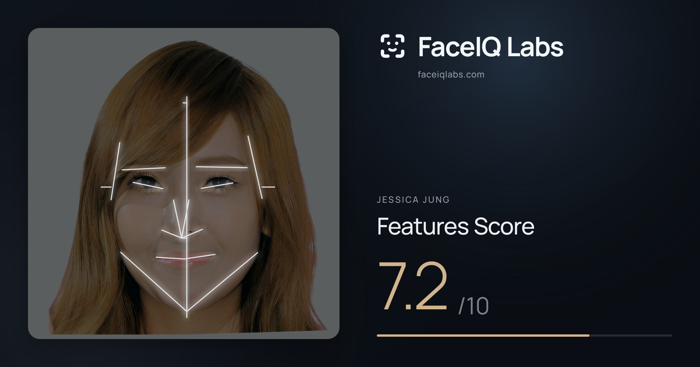 Jessica Jung Features: 7.2/10, with each assessment drawn on the photo