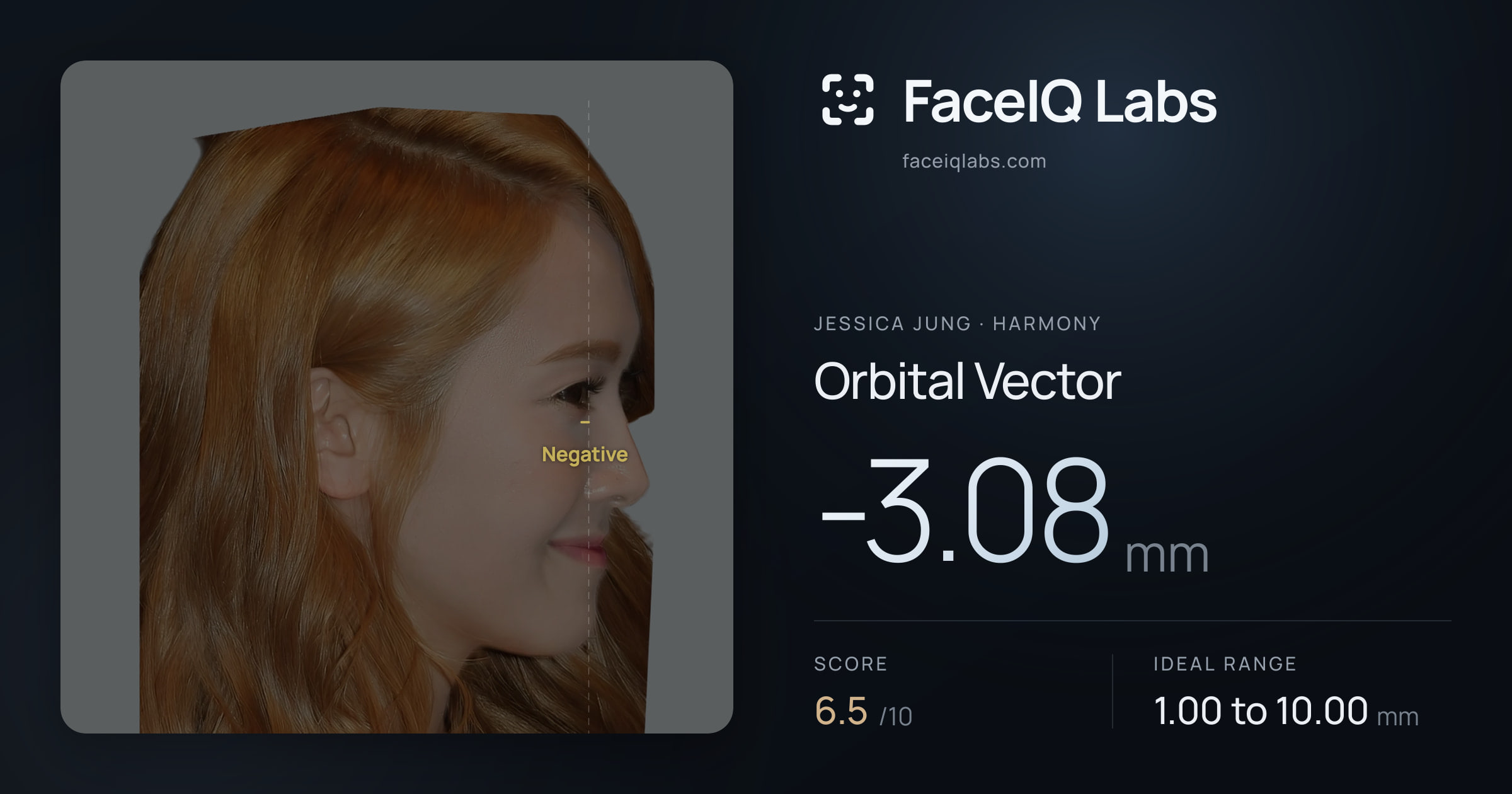 Jessica Jung Orbital Vector: -3.08mm, drawn on the photo