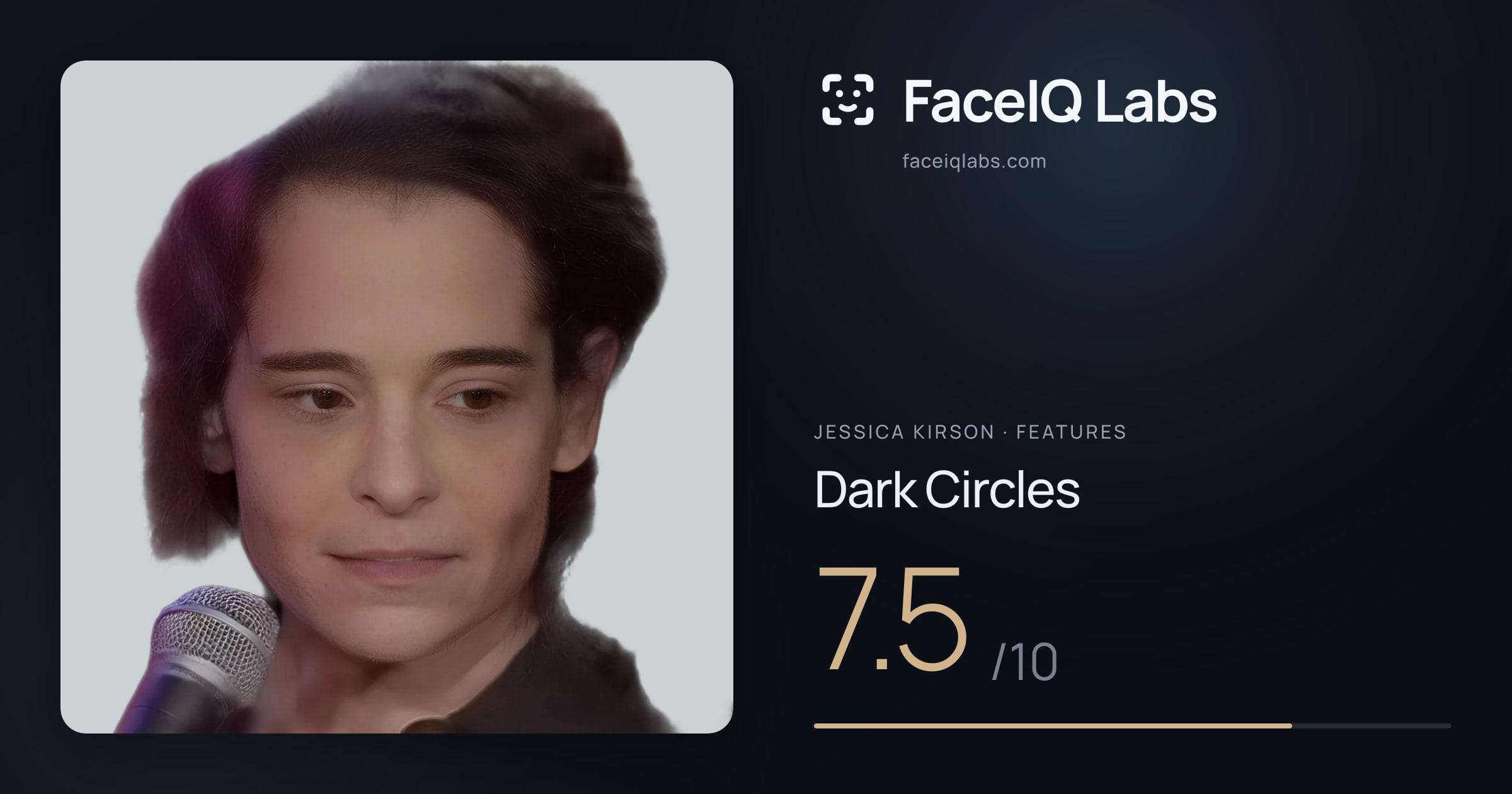 Jessica Kirson Dark Circles: 7.5/10, drawn on the photo