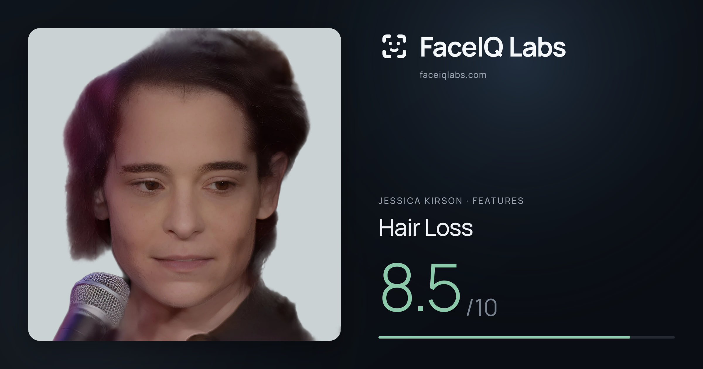 Jessica Kirson Hair Loss: 8.5/10, drawn on the photo