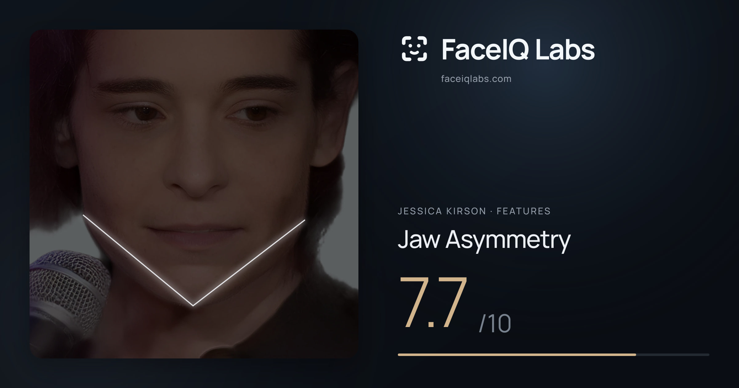 Jessica Kirson Jaw Asymmetry: 7.7/10, drawn on the photo
