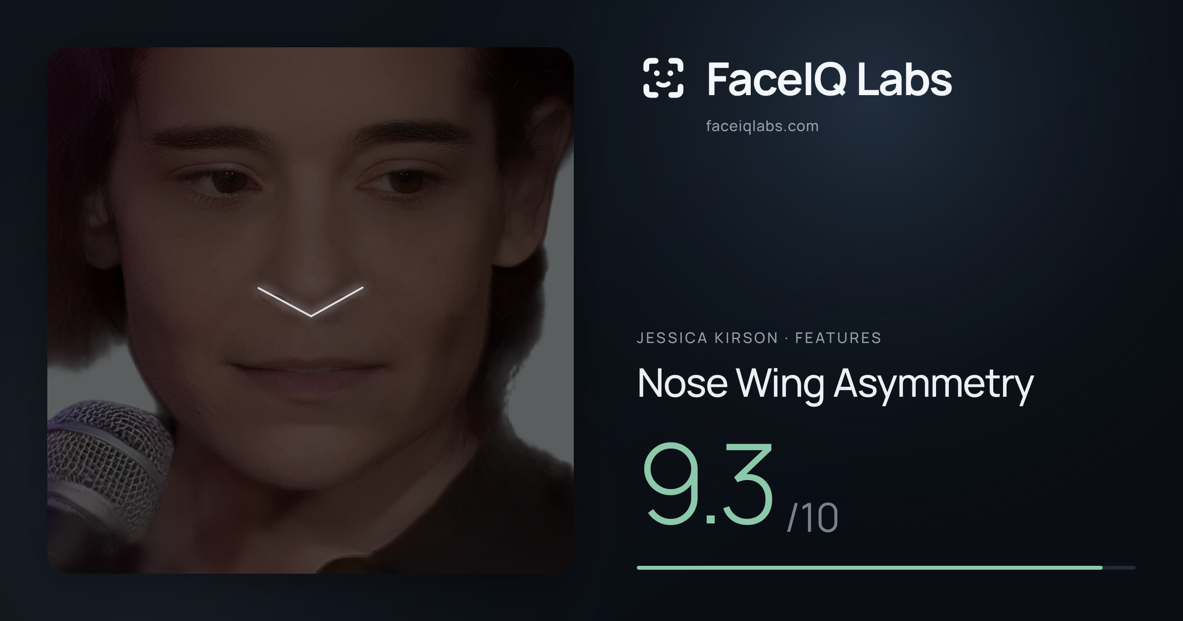Jessica Kirson Nose Wing Asymmetry: 9.3/10, drawn on the photo