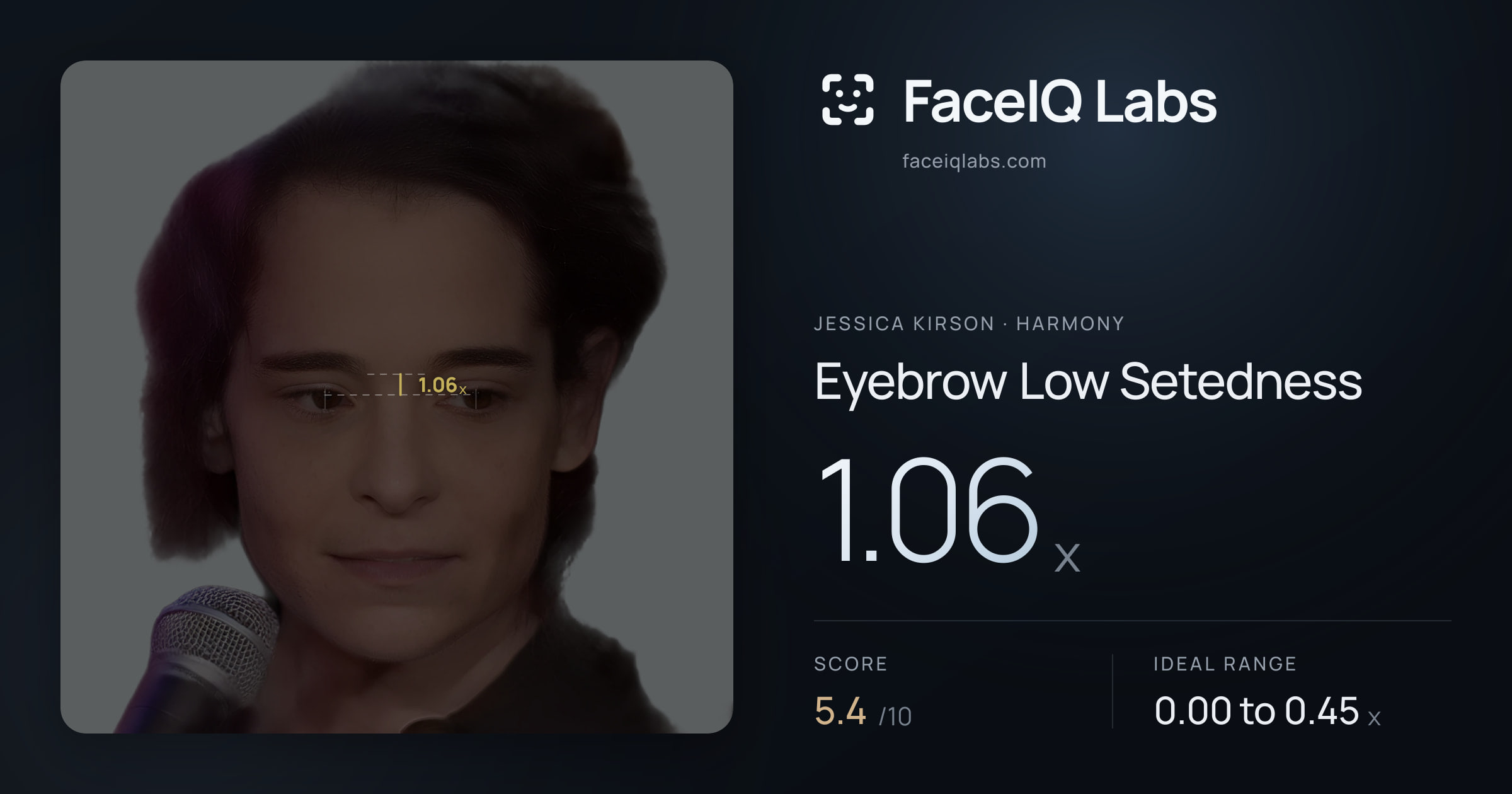 Jessica Kirson Eyebrow Low Setedness: 1.06x, drawn on the photo