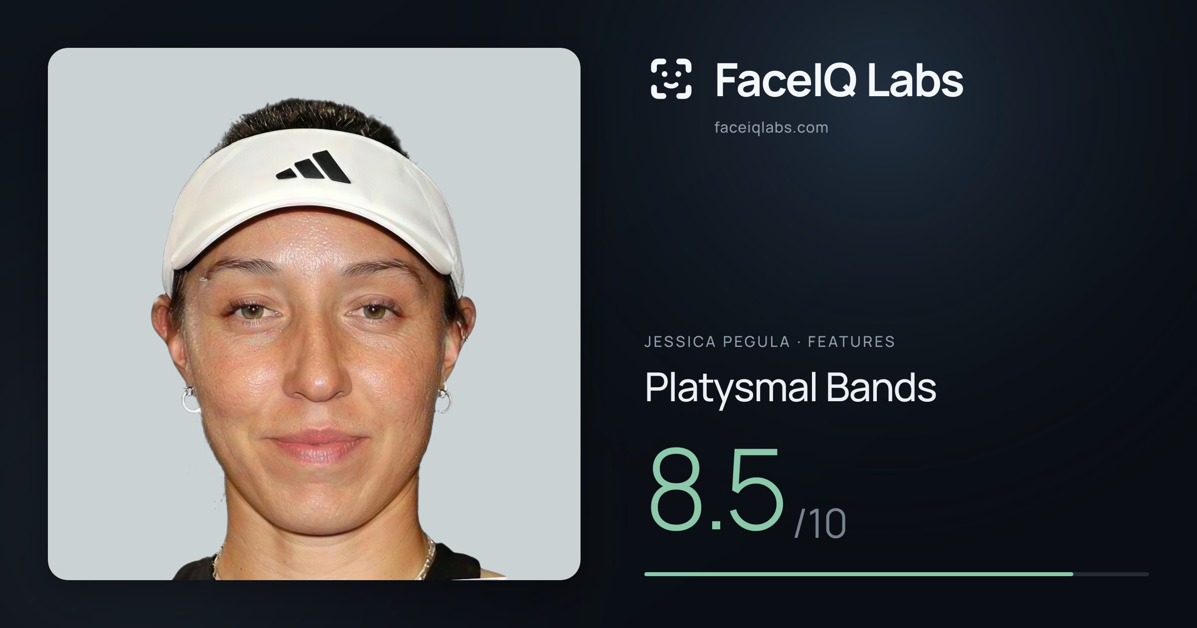 Jessica Pegula Platysmal Bands: 8.5/10, drawn on the photo