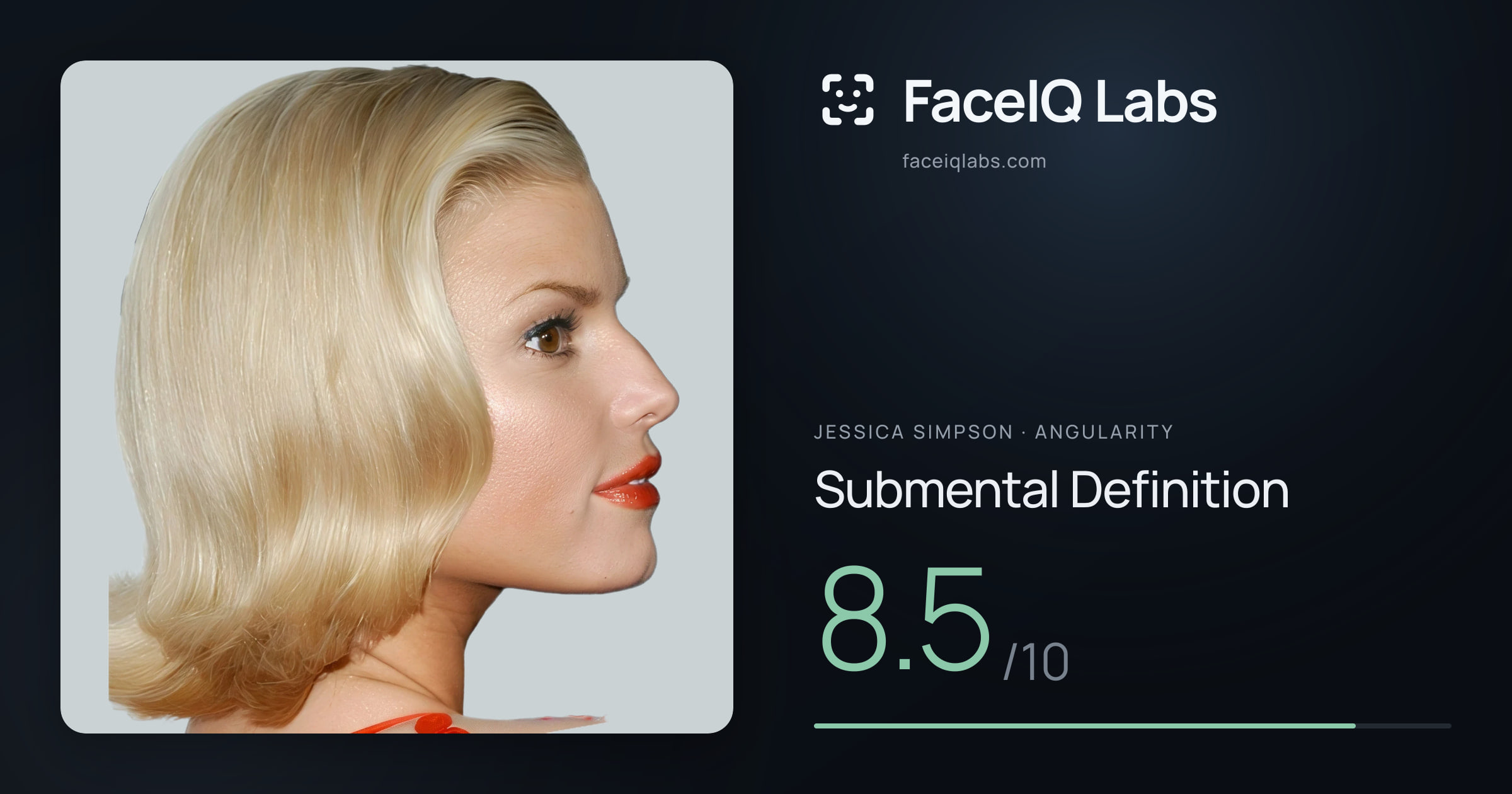 Jessica Simpson Submental Definition: 8.5/10, drawn on the photo