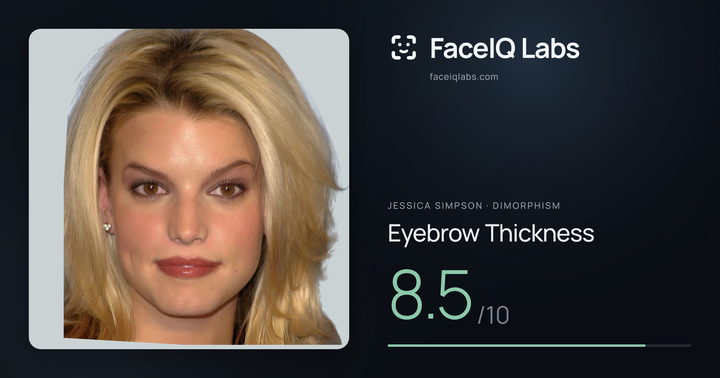Jessica Simpson Eyebrow Thickness: 8.5/10, drawn on the photo