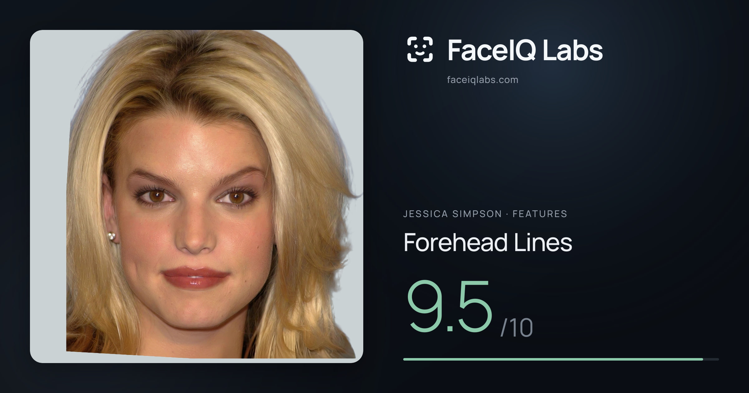 Jessica Simpson Forehead Lines: 9.5/10, drawn on the photo