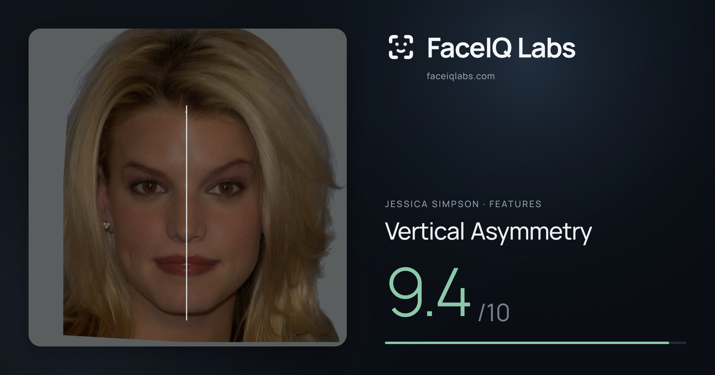 Jessica Simpson Vertical Asymmetry: 9.4/10, drawn on the photo