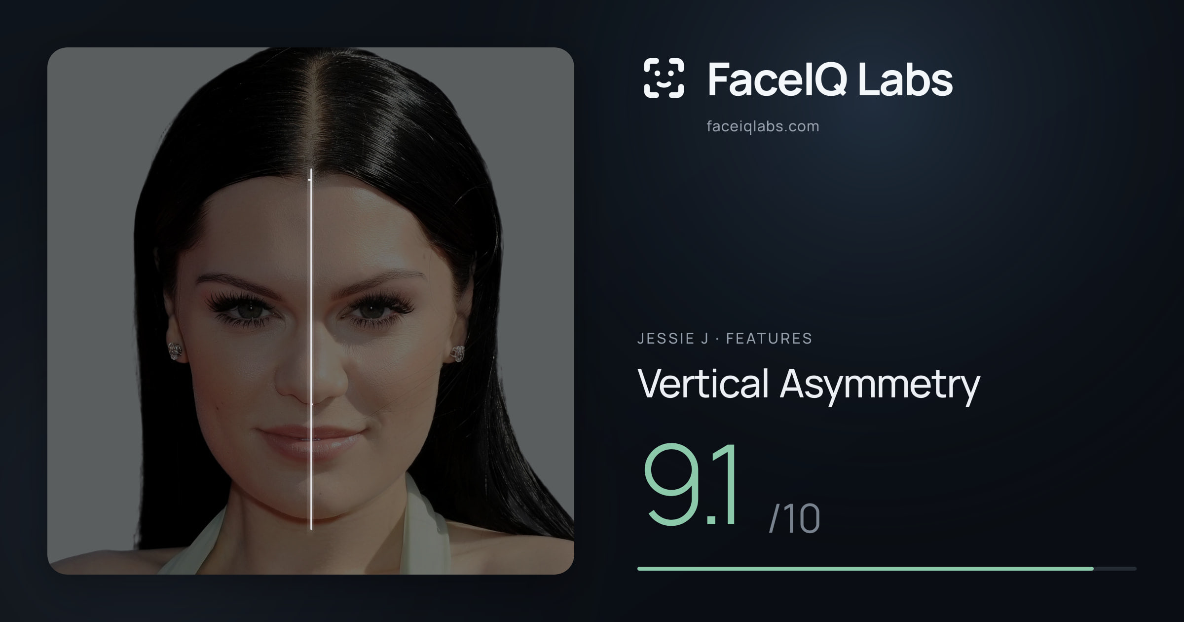 Jessie J Vertical Asymmetry: 9.1/10, drawn on the photo