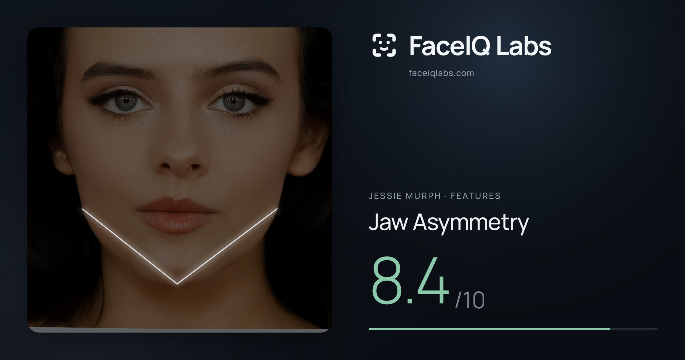 Jessie Murph Jaw Asymmetry: 8.4/10, drawn on the photo