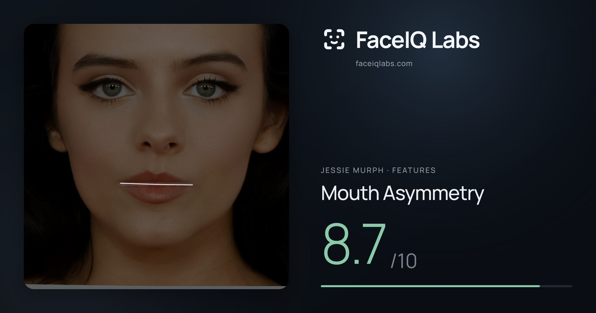 Jessie Murph Mouth Asymmetry: 8.7/10, drawn on the photo