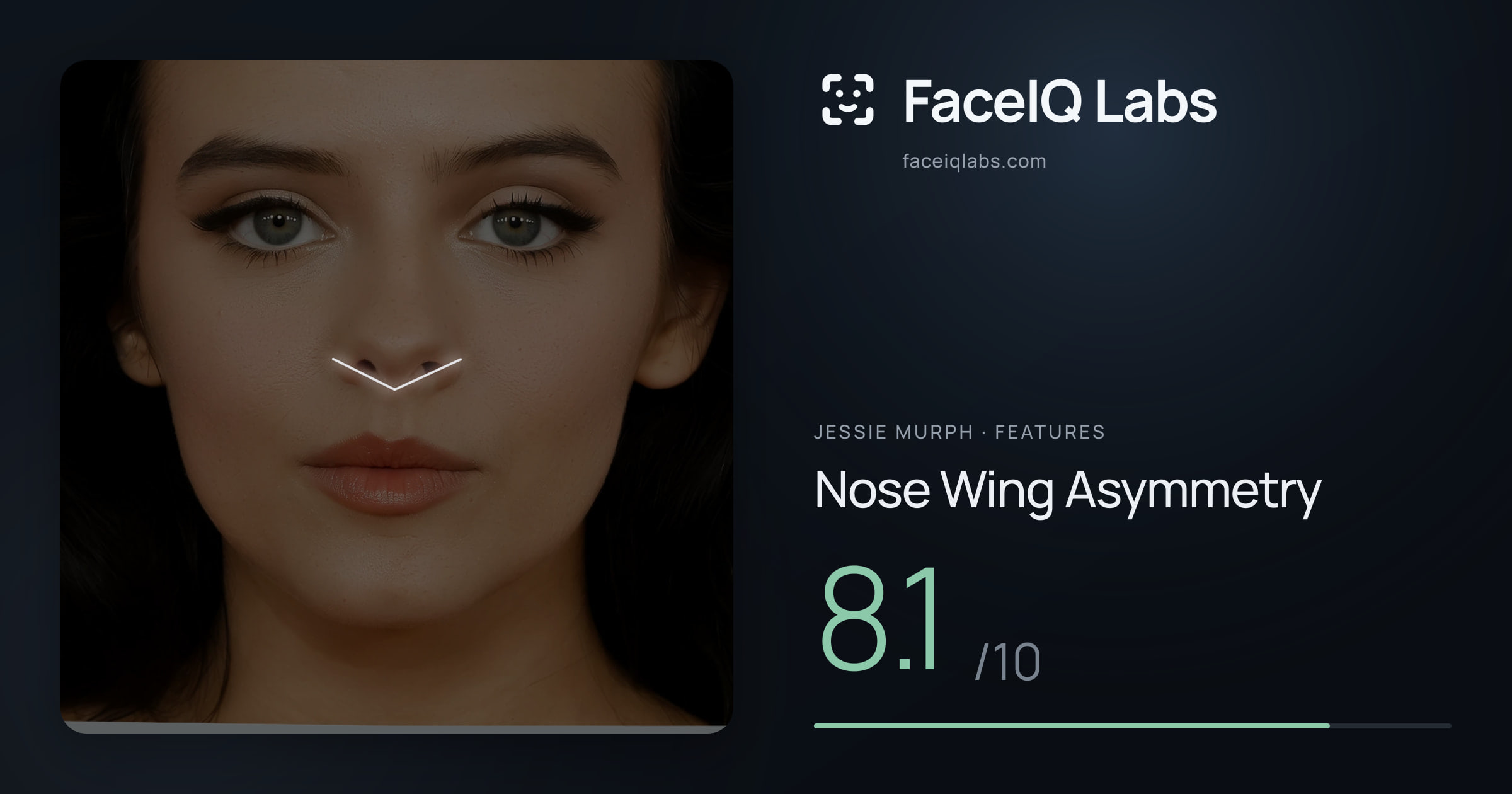 Jessie Murph Nose Wing Asymmetry: 8.1/10, drawn on the photo