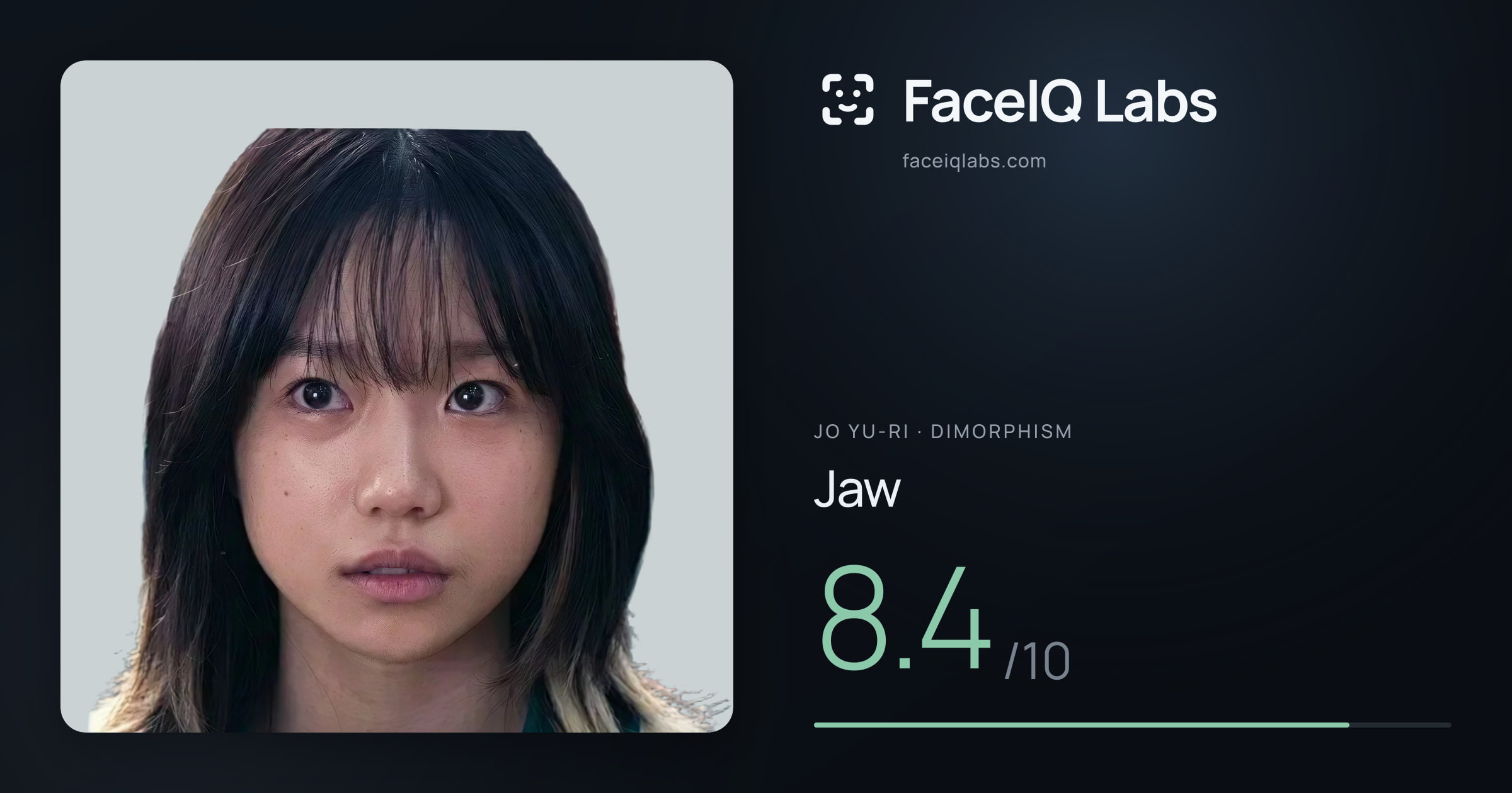 Jo Yu-ri Jaw: 8.4/10, drawn on the photo