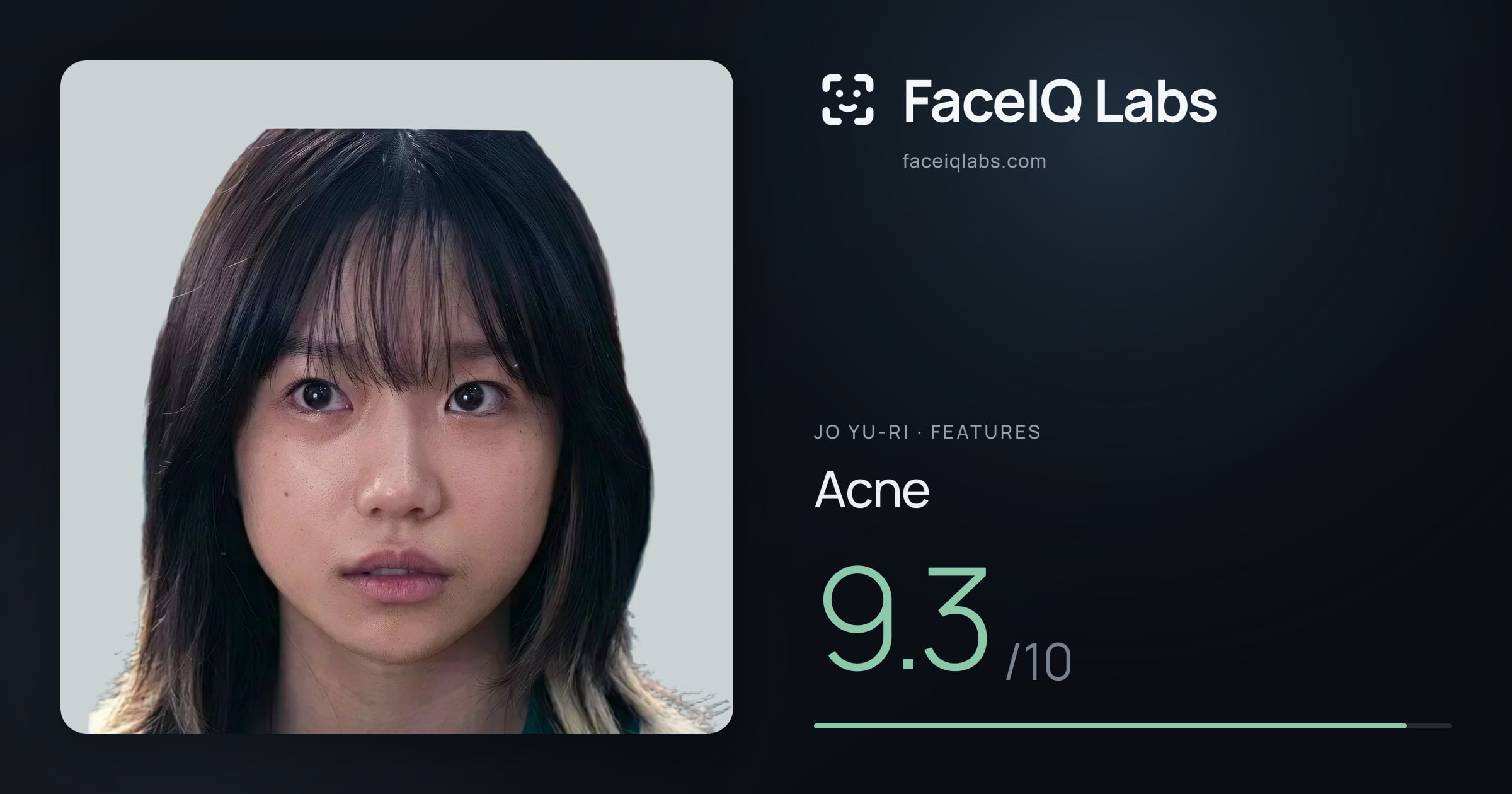 Jo Yu-ri Acne: 9.3/10, drawn on the photo