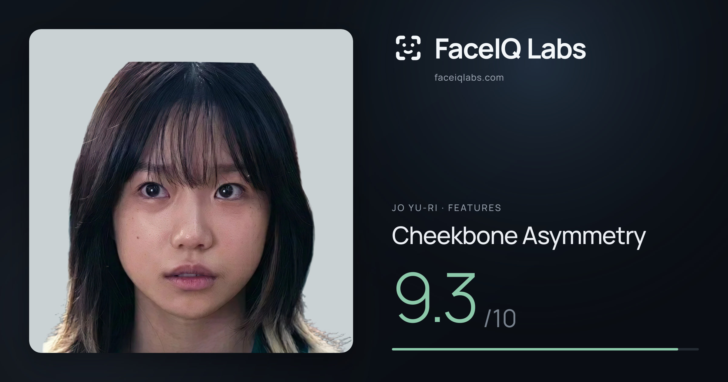 Jo Yu-ri Cheekbone Asymmetry: 9.3/10, drawn on the photo
