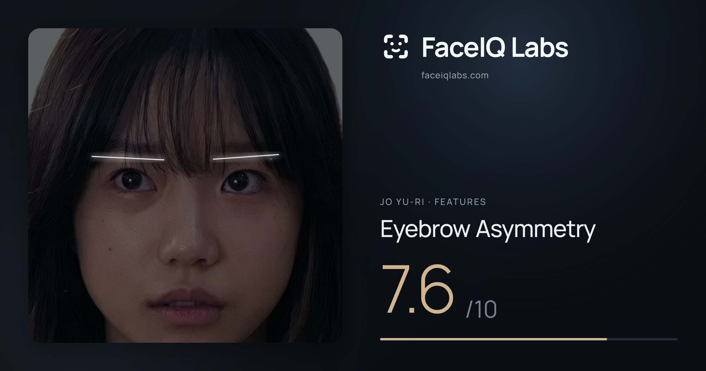 Jo Yu-ri Eyebrow Asymmetry: 7.6/10, drawn on the photo
