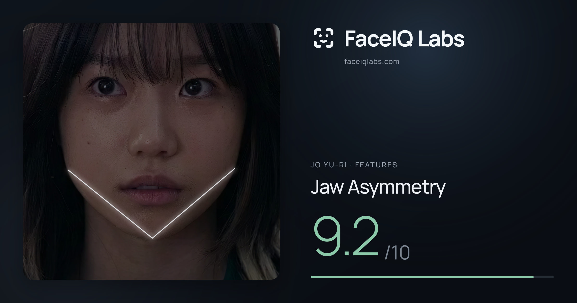 Jo Yu-ri Jaw Asymmetry: 9.2/10, drawn on the photo